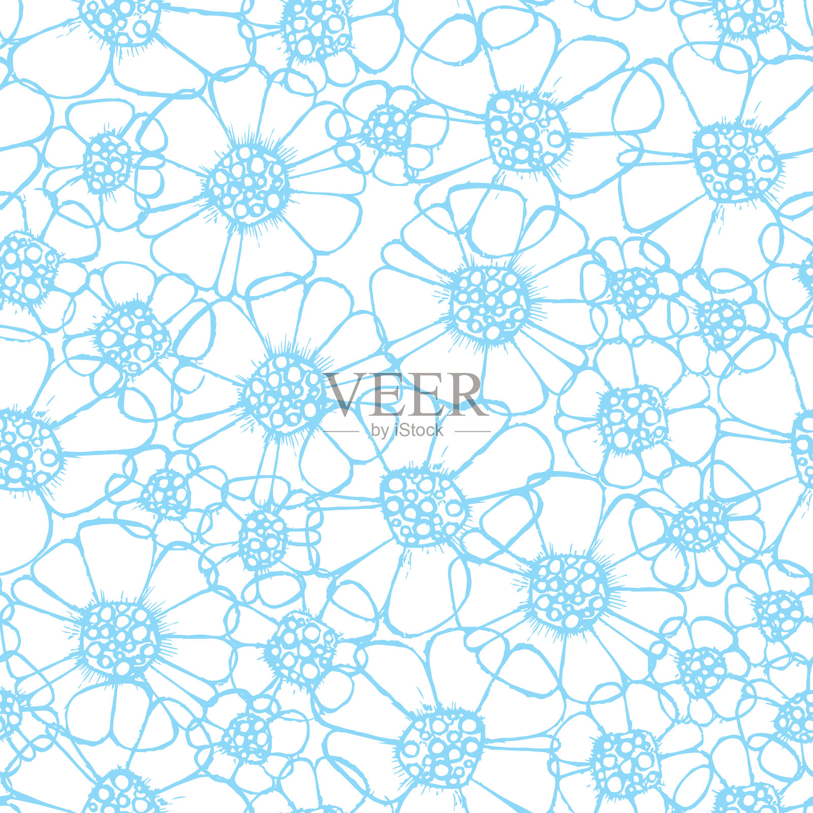 无缝图案与花卉手绘插画图片素材