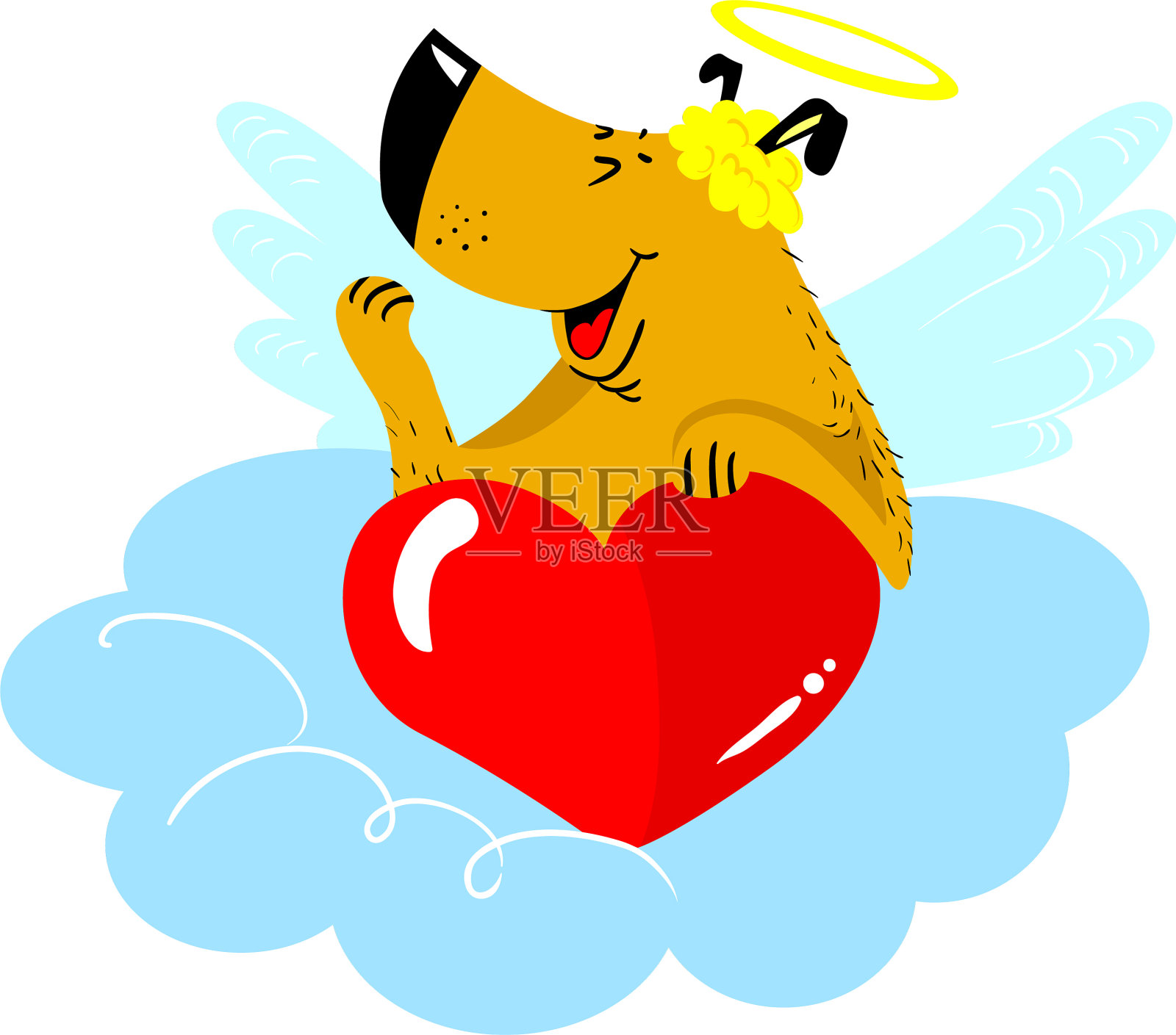 情人节的狗性格的狗在丘比特的幻想设计元素图片