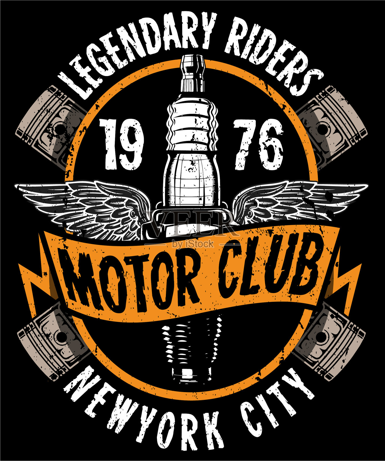 摩托车公司排版t恤图形插画图片素材