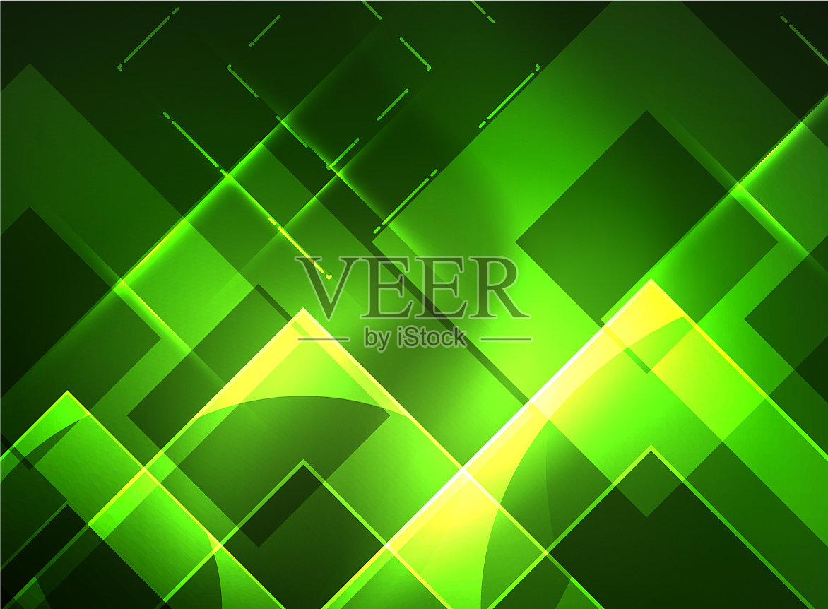 在黑暗的数字抽象中发光的方块插画图片素材