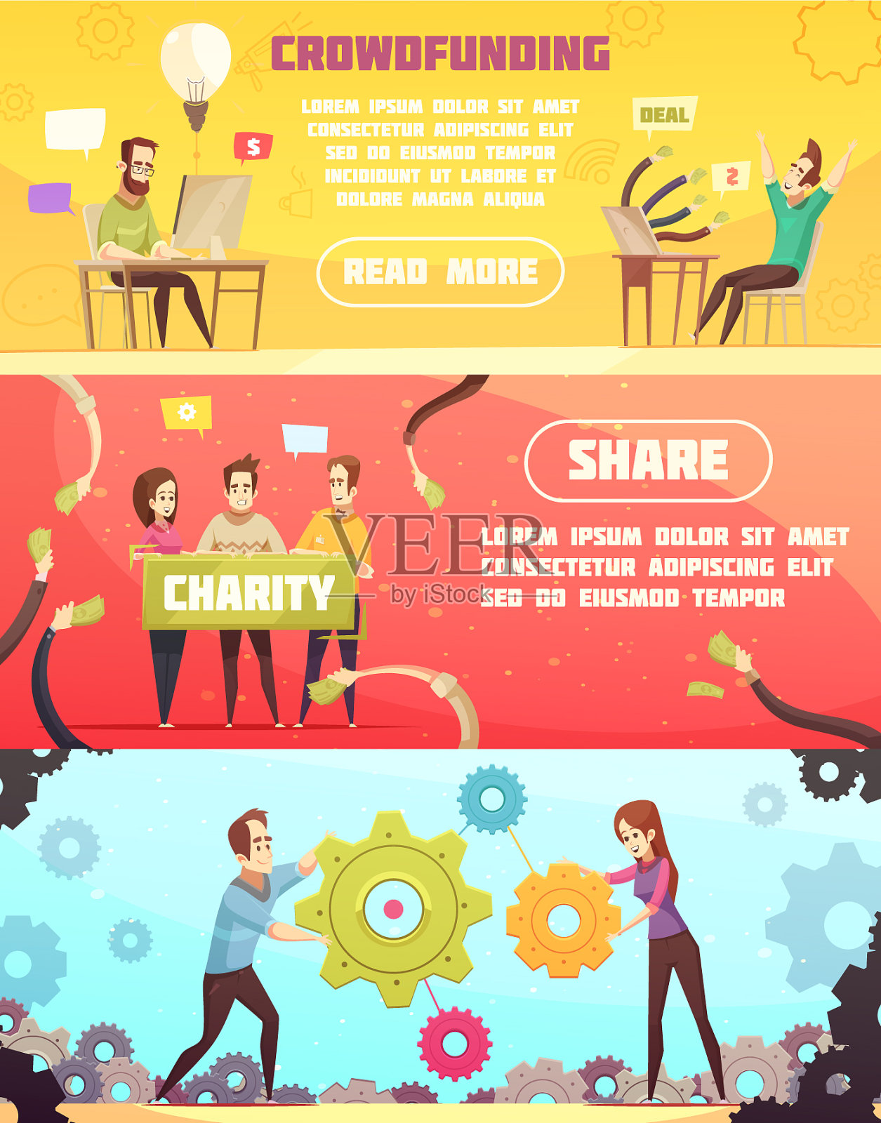 集资”水平的横幅插画图片素材