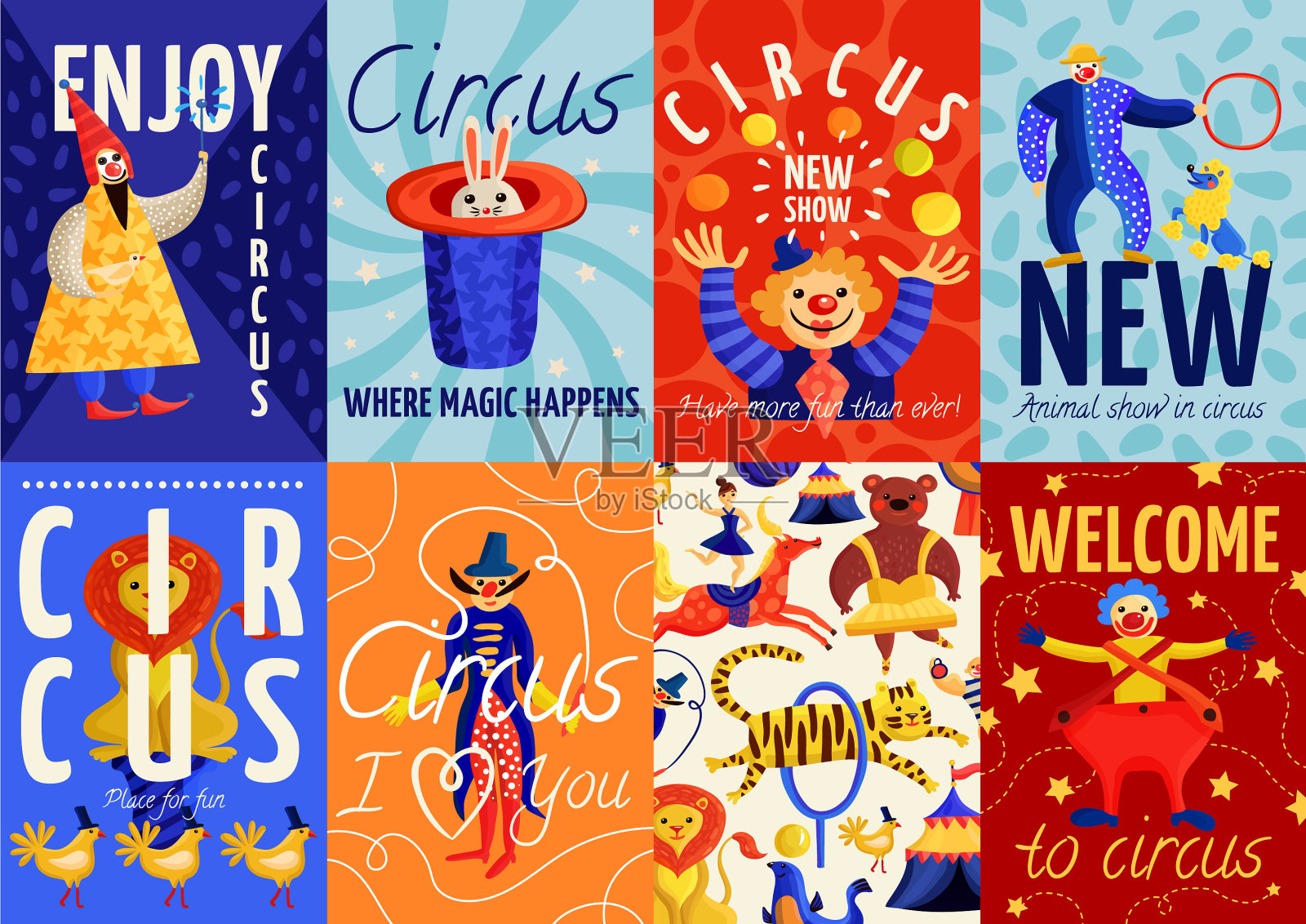 马戏团海报和横幅插画图片素材