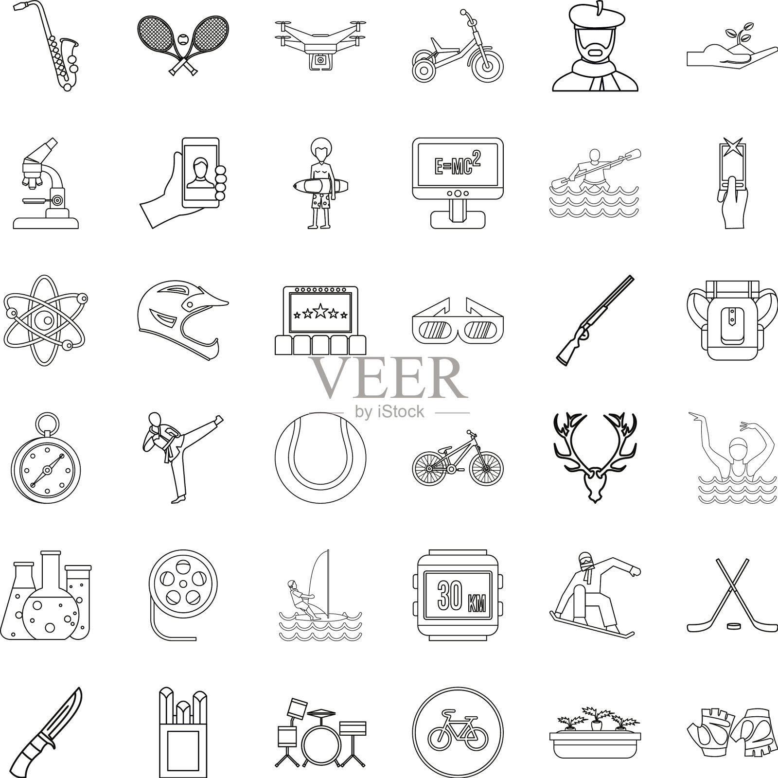 游泳图标设置轮廓样式图标素材