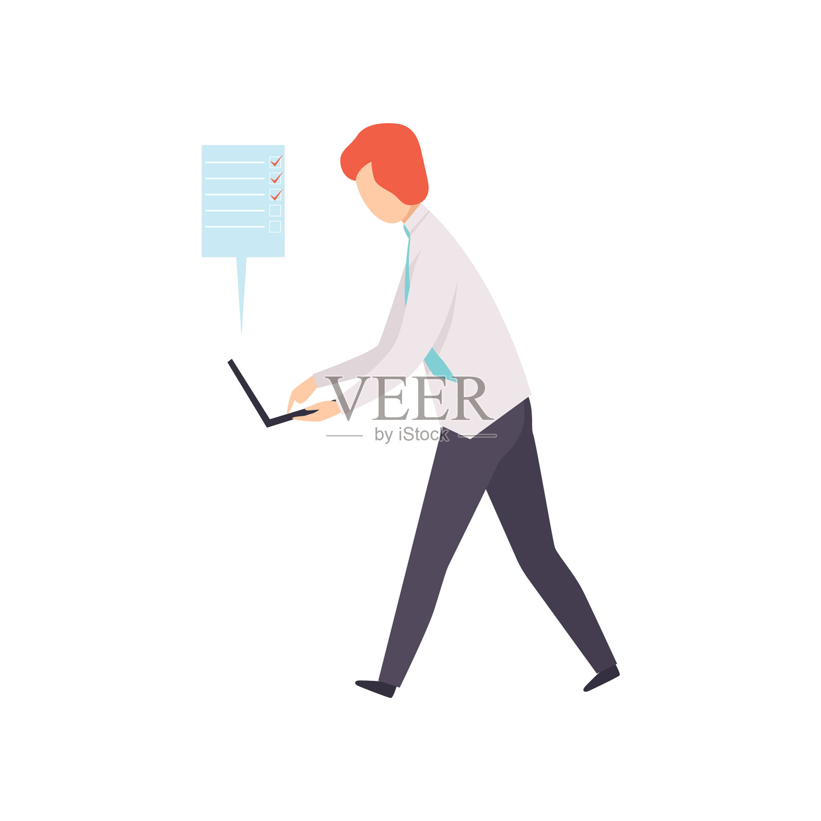 一个商人一边用笔记本电脑工作一边设计元素图片