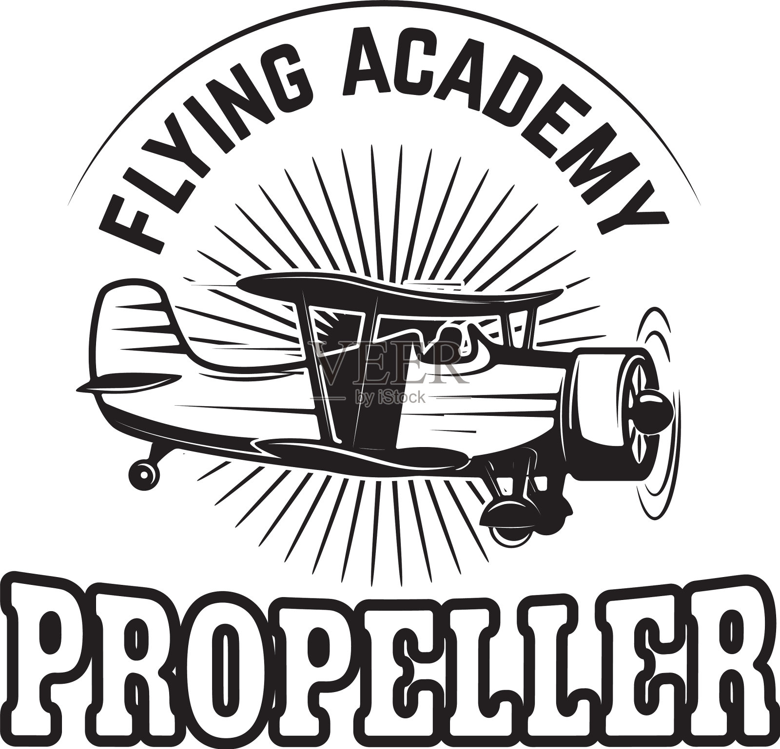 徽章模板与复古飞机设计插画图片素材