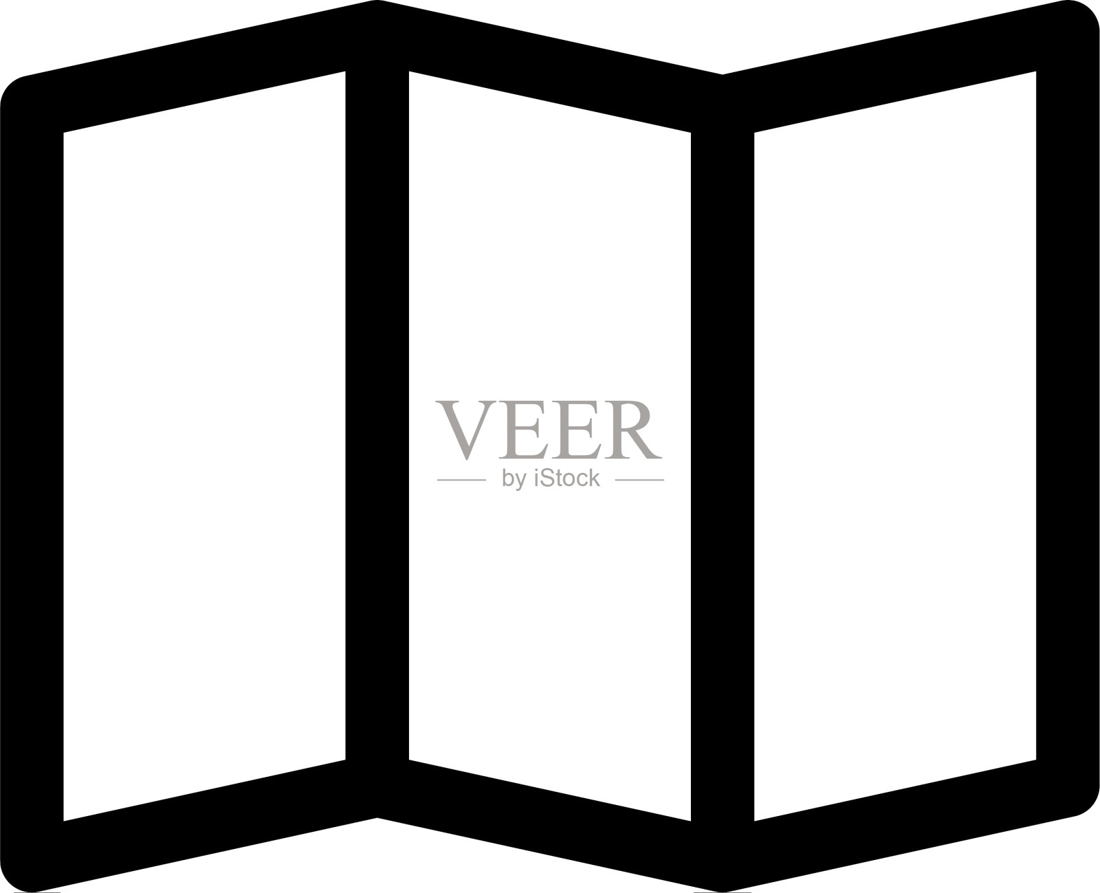 折叠纸地图图标和旅行符号插画图片素材