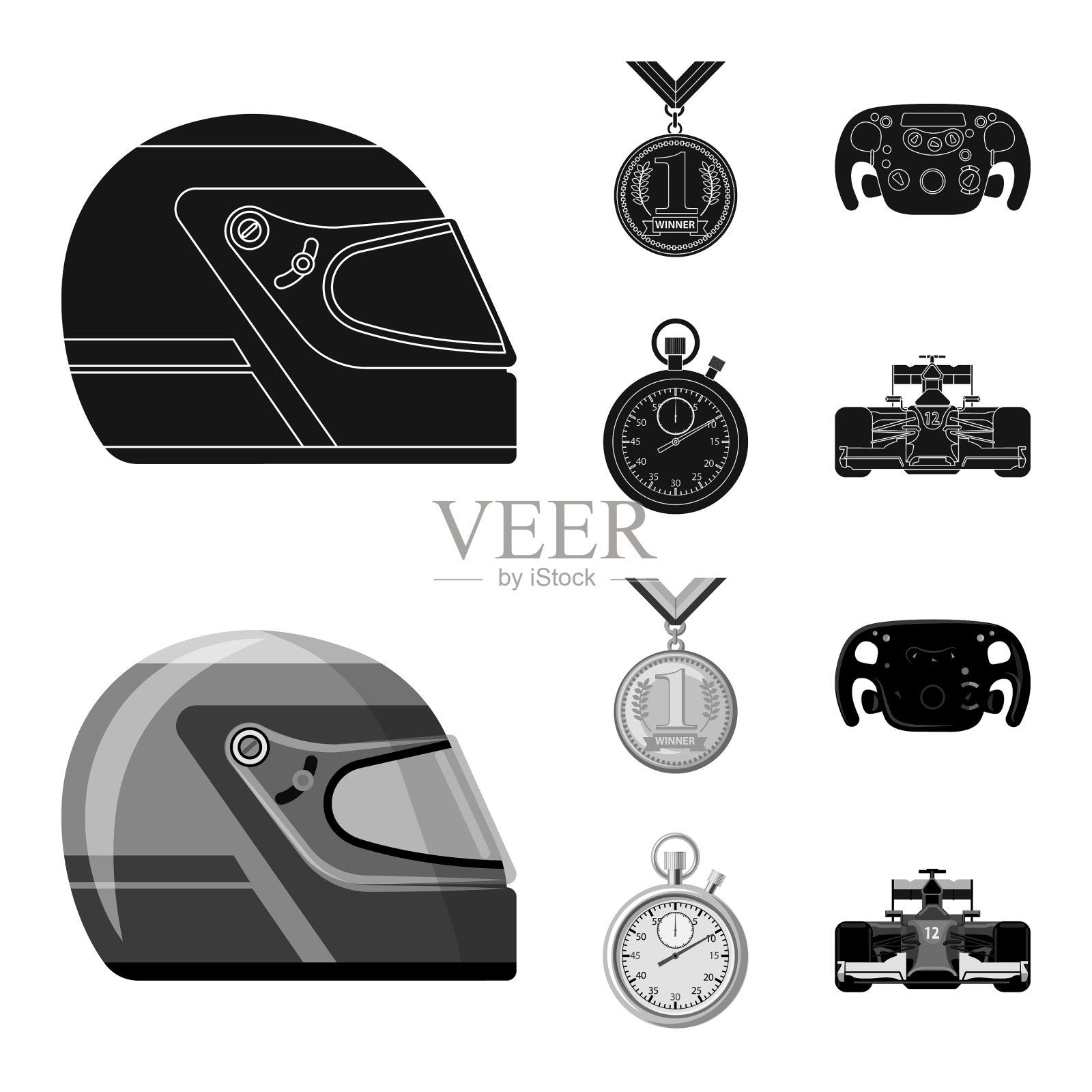 汽车和拉力赛图标收集的孤立对象插画图片素材