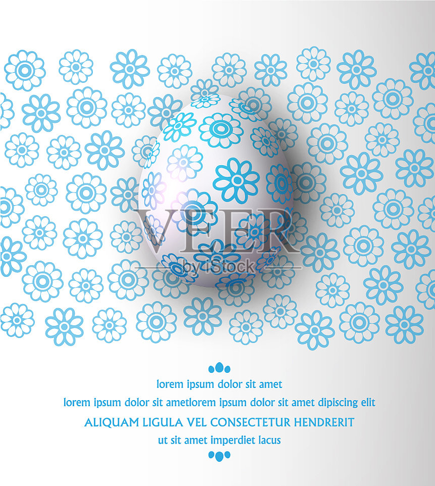 鸡蛋上有蓝色的图案插画图片素材