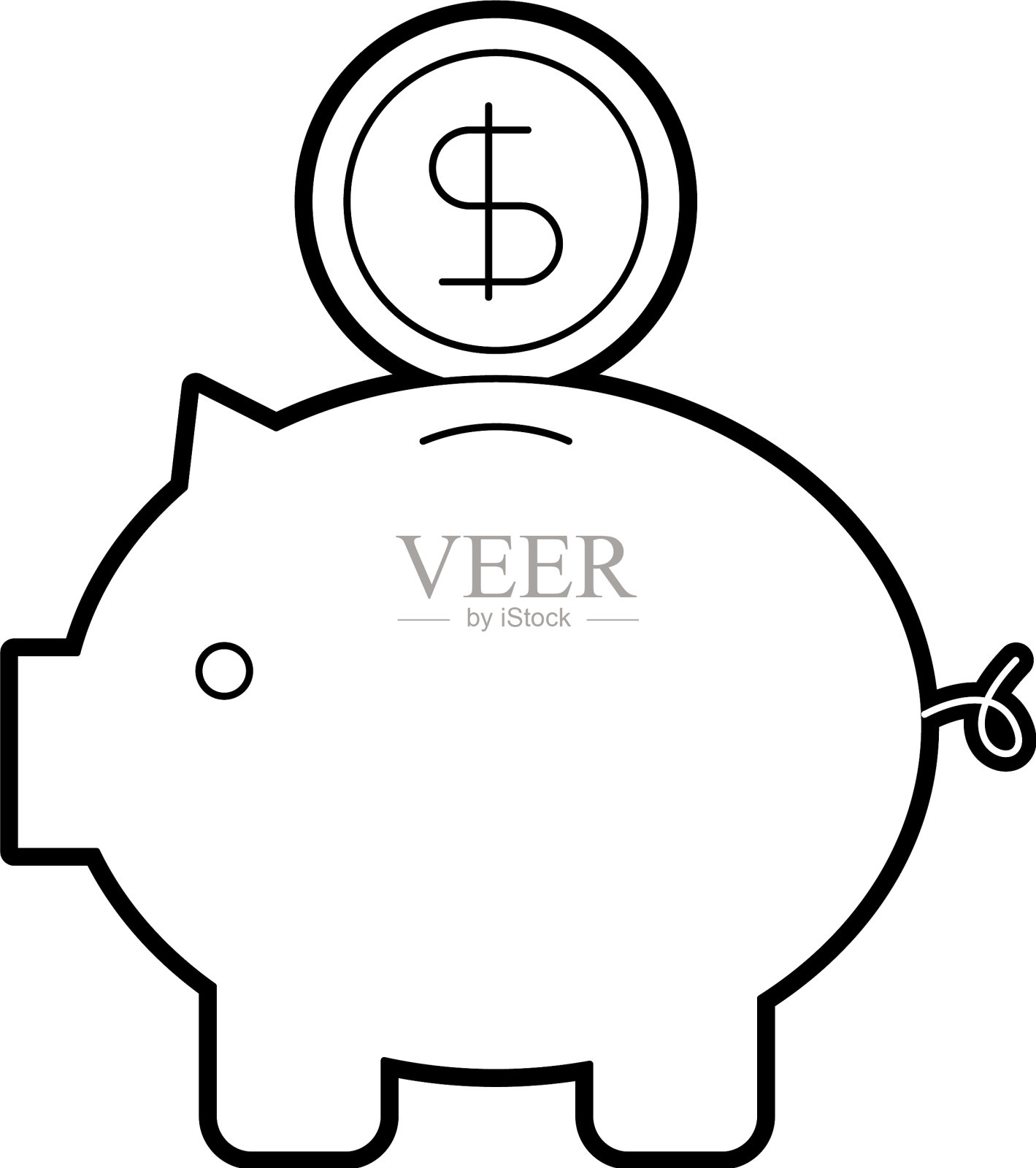 10、小猪硬币一元钱银行安全投资插画图片素材