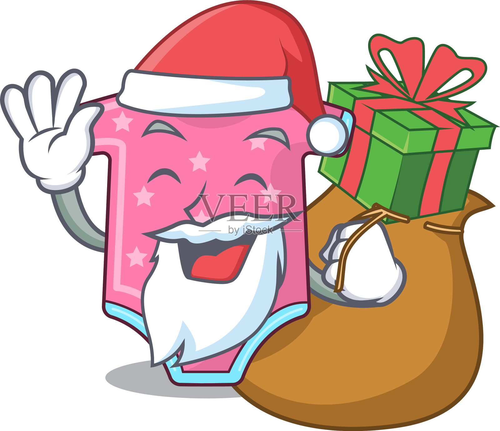 圣诞老人与礼物婴儿羊毛衣服隔离设计元素图片