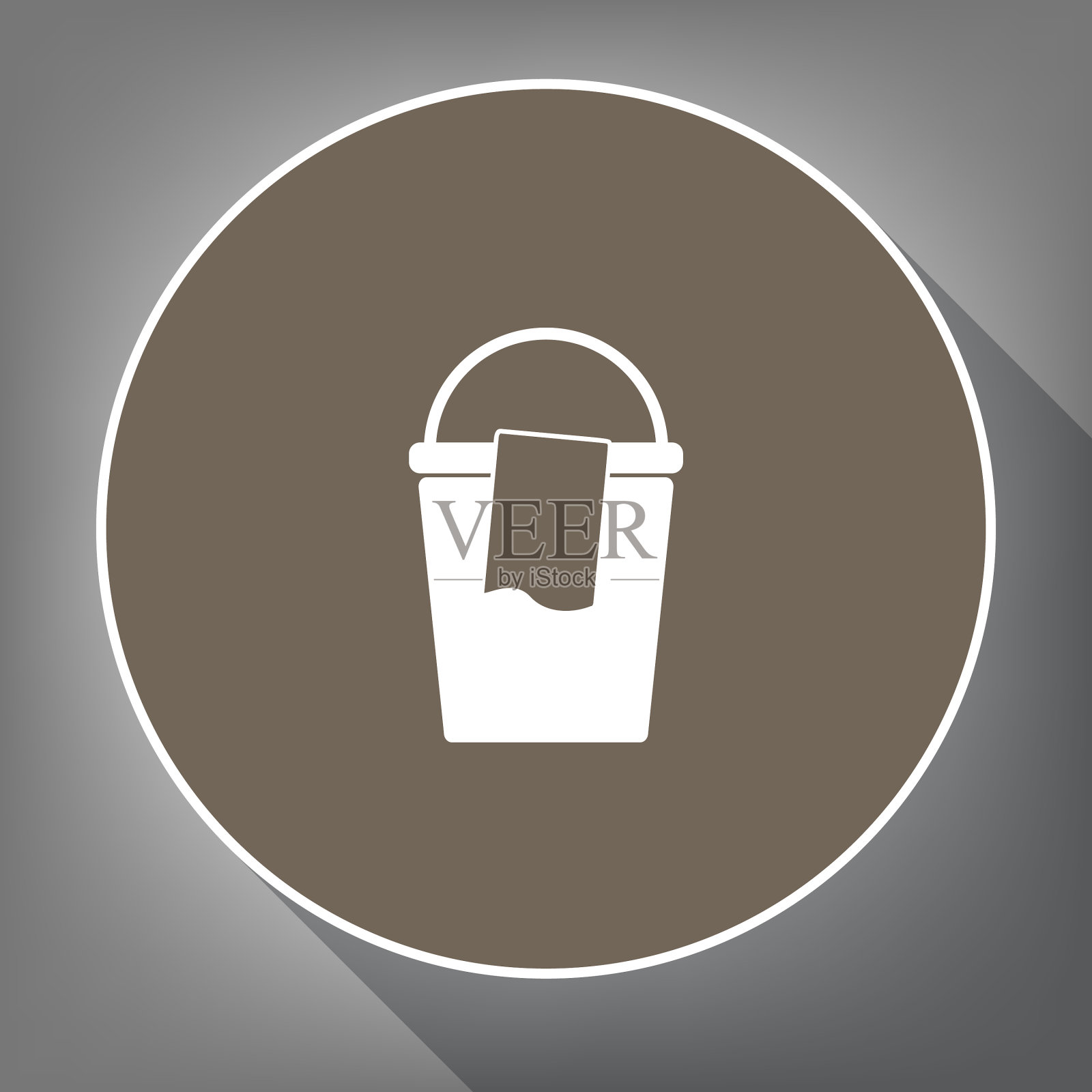 水桶和一个破布标志白色图标在棕色插画图片素材