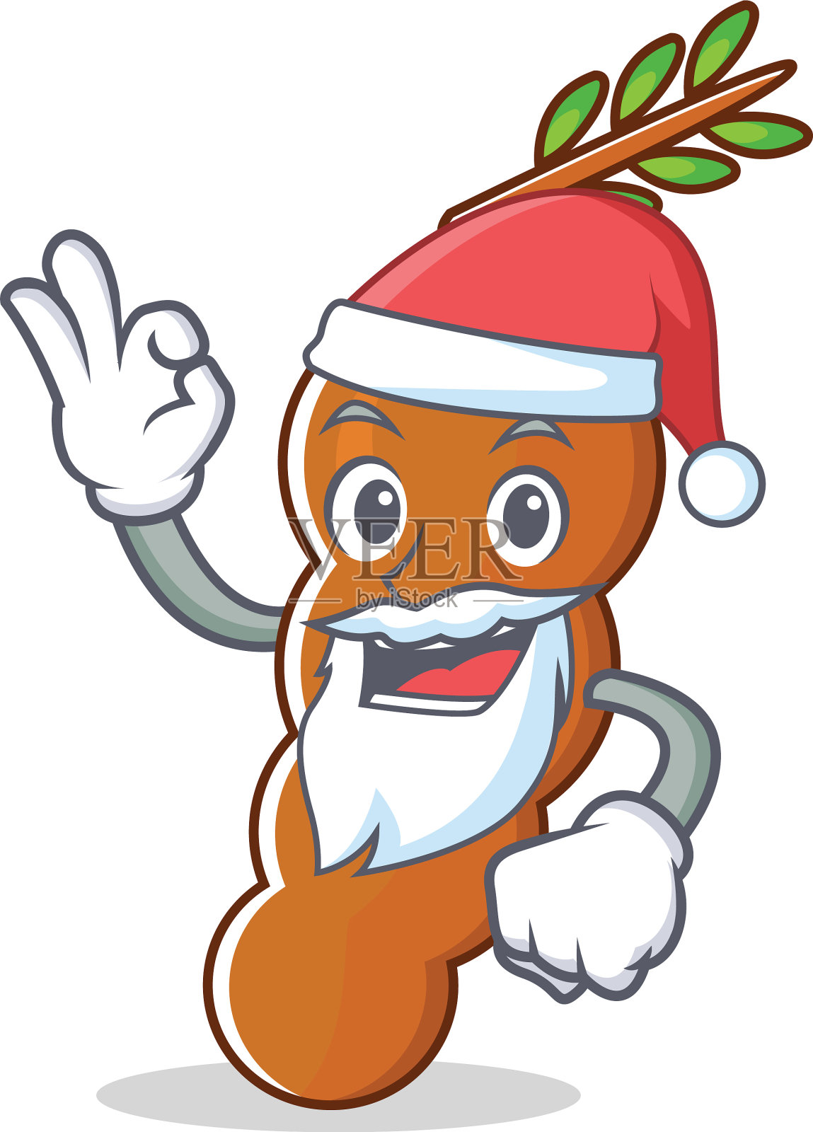 圣诞老人罗望子的吉祥物卡通风格设计元素图片