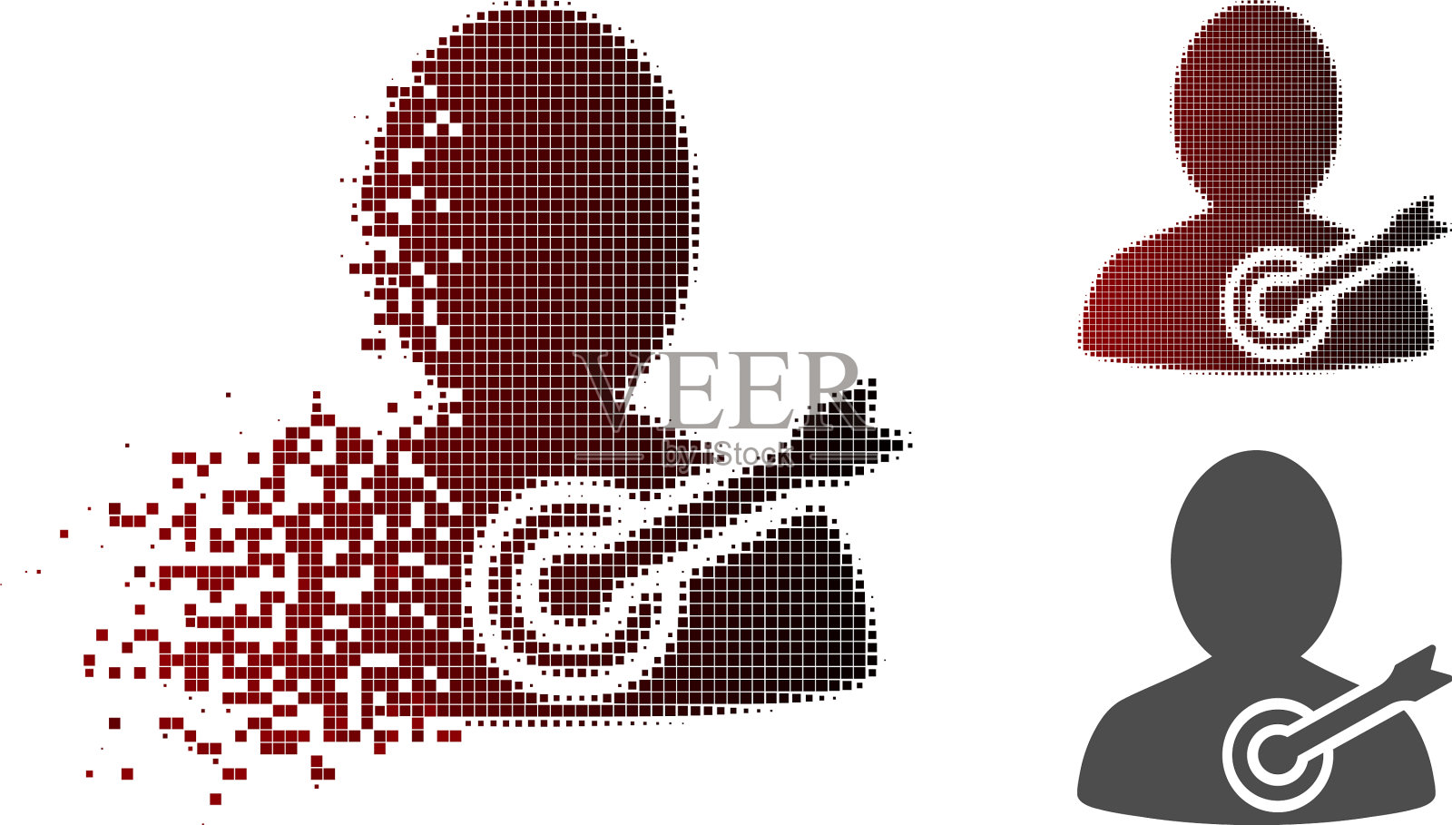 破坏点半色调瞄准人图标插画图片素材