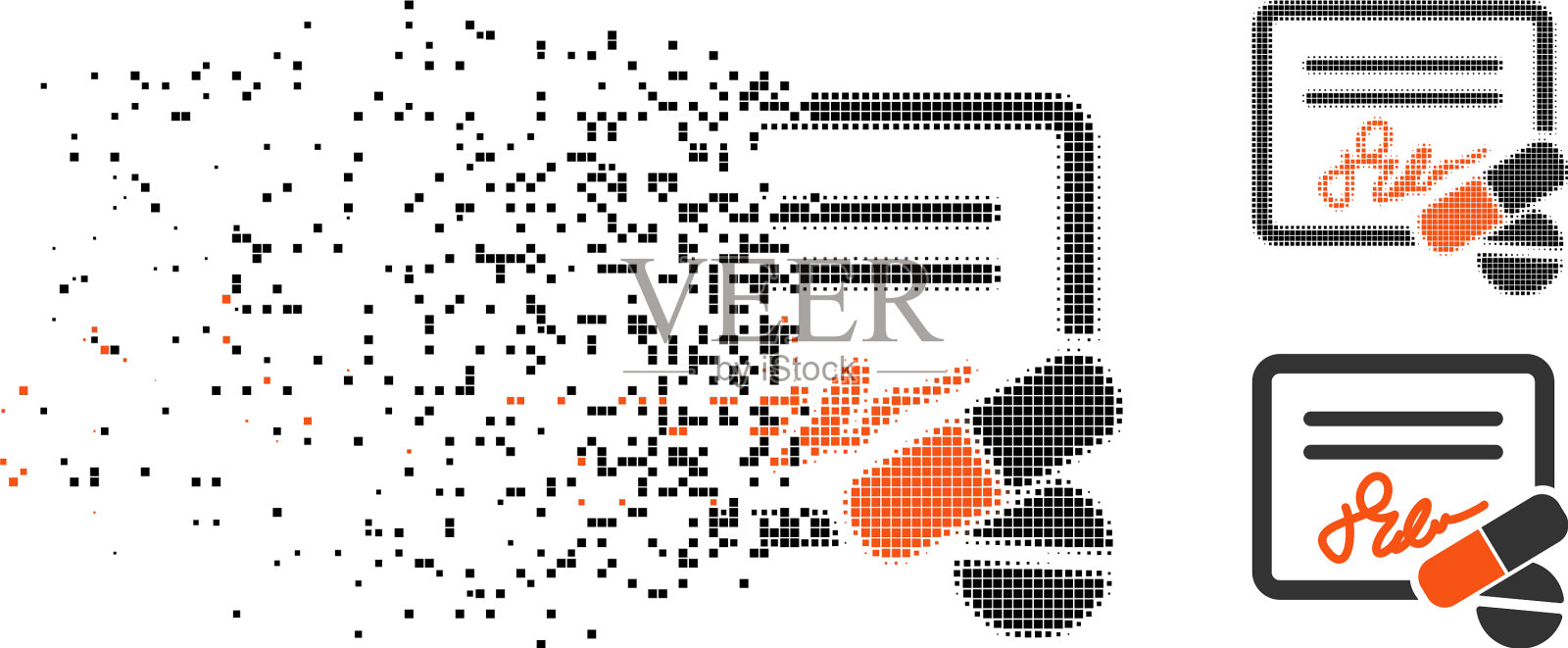 破碎的像素化半色调收据图标插画图片素材