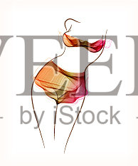 女人的身体和彩色透明内衣插画图片素材