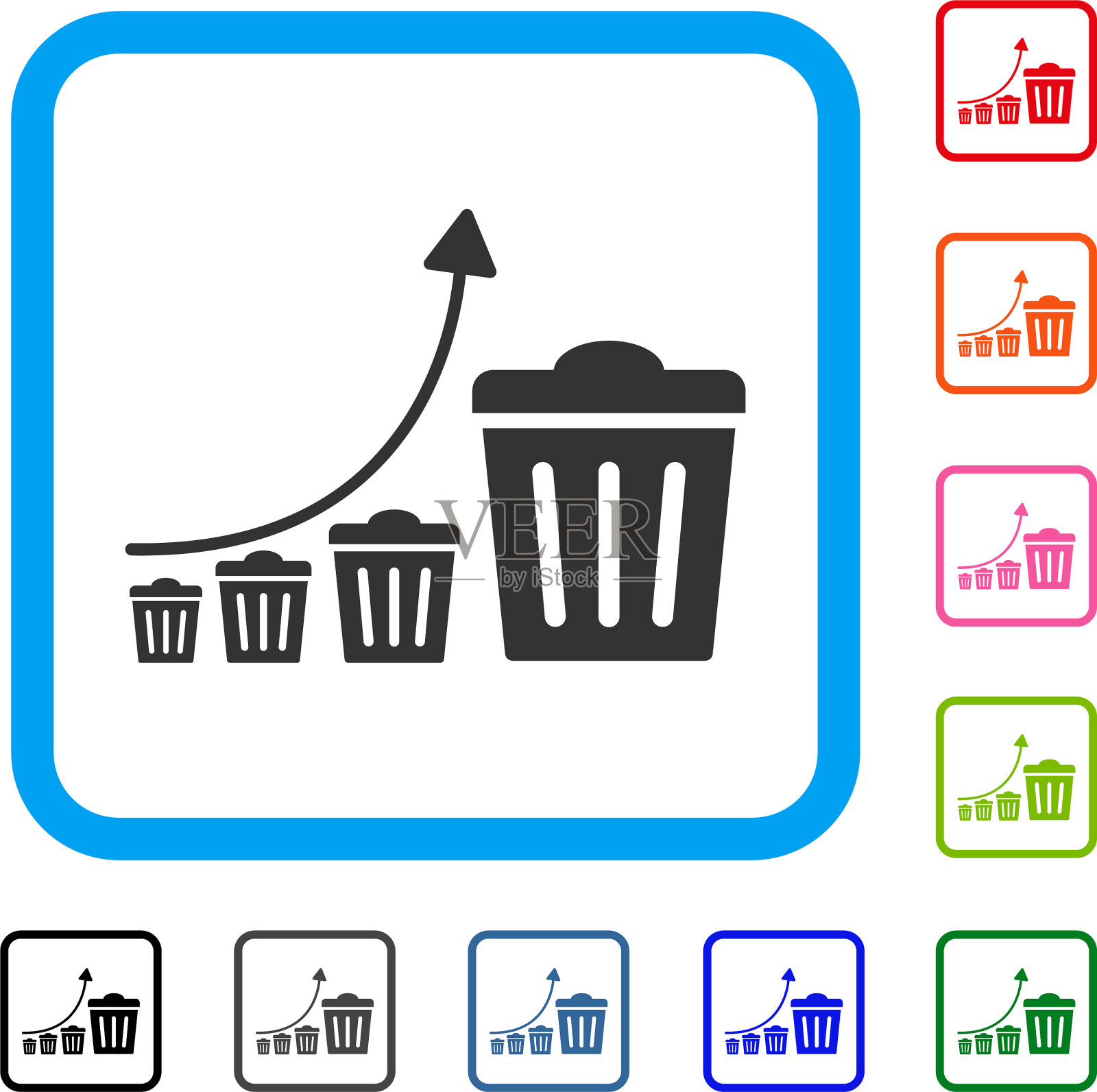 垃圾增长趋势框架图标图标素材