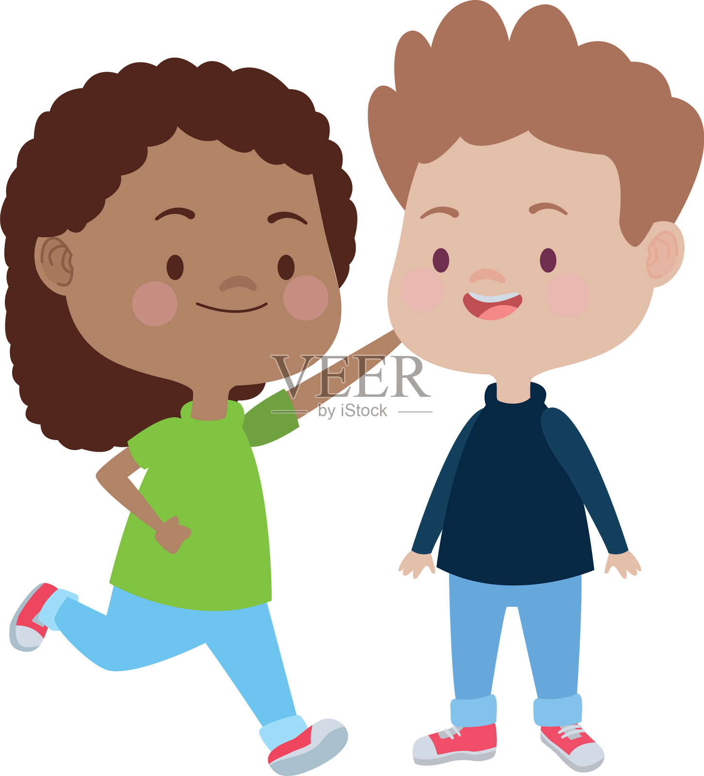 可爱快乐的孩子有有趣的卡通插画图片素材