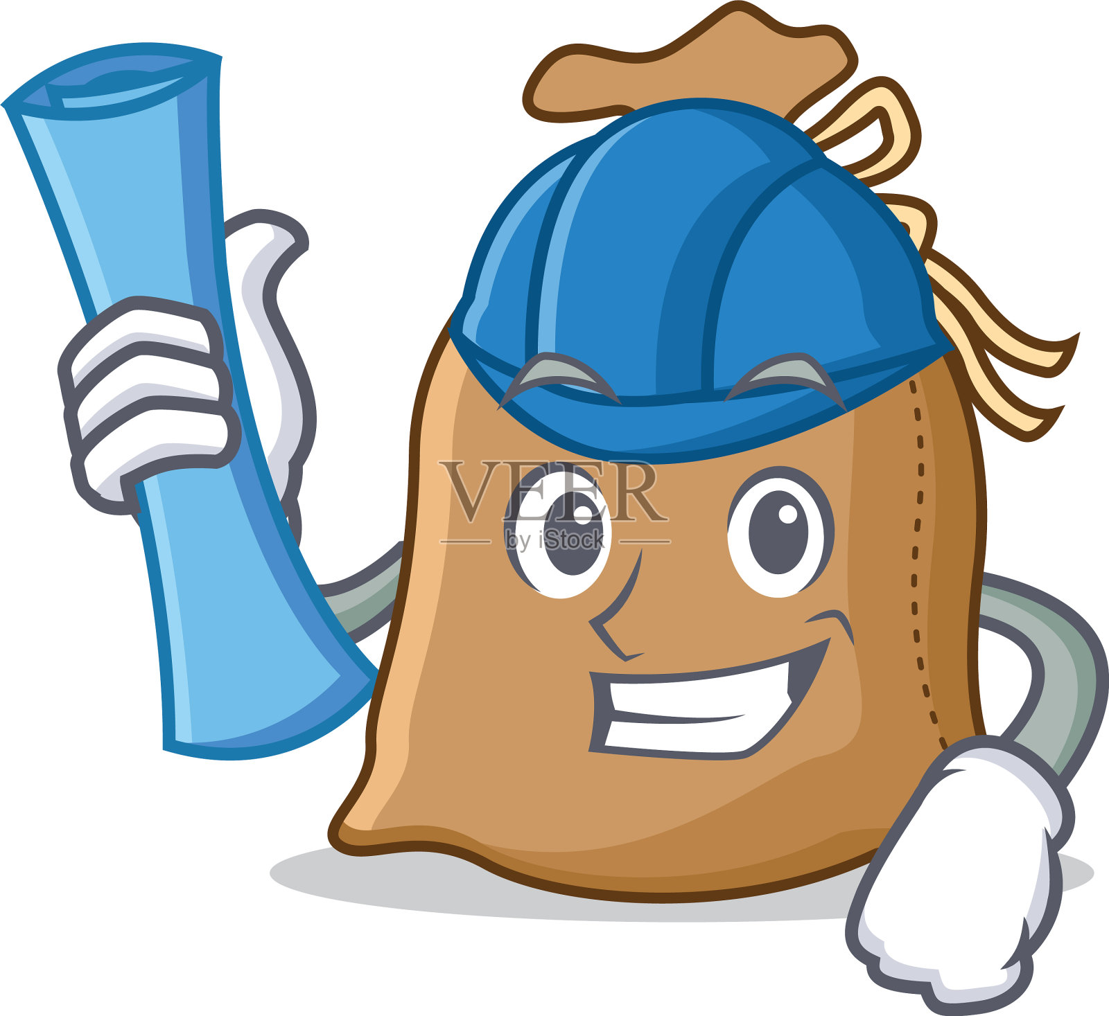 建筑师麻袋人物卡通风格设计元素图片