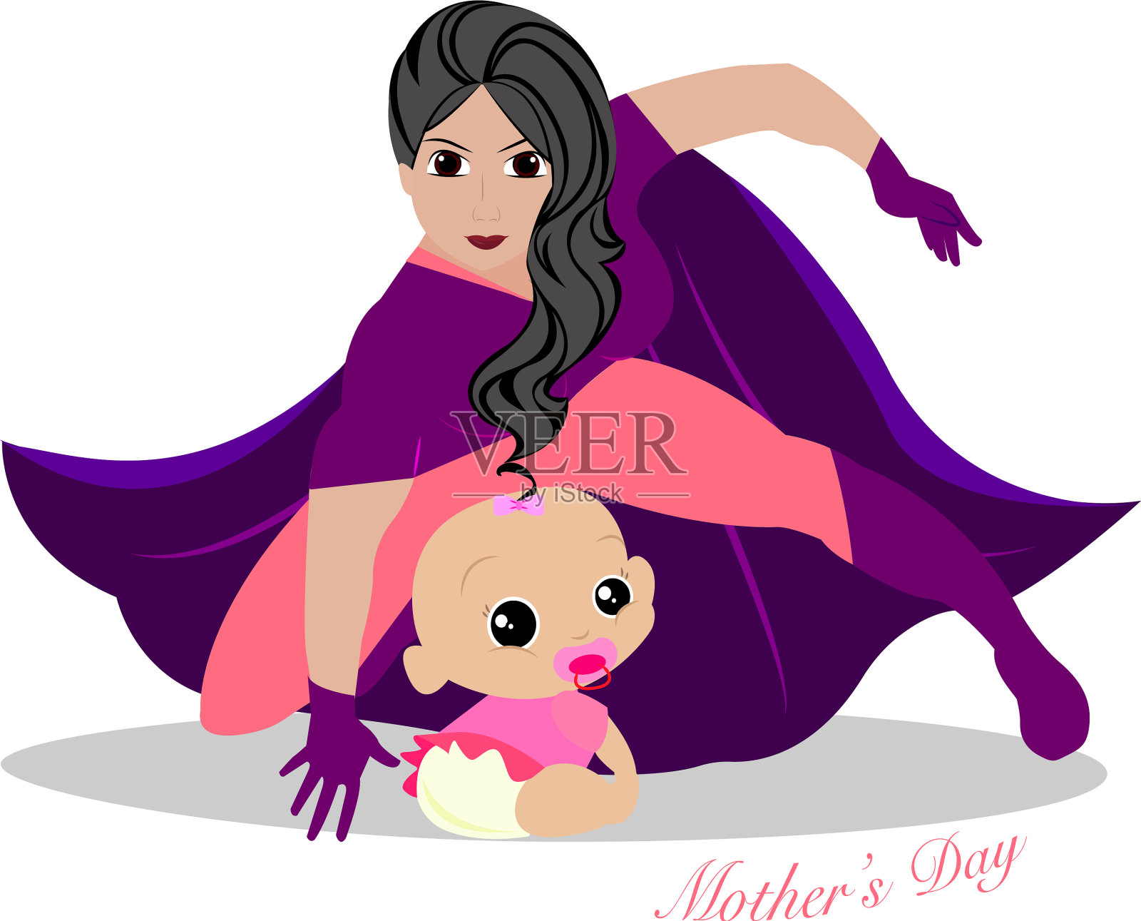 母亲快乐的一天插画图片素材