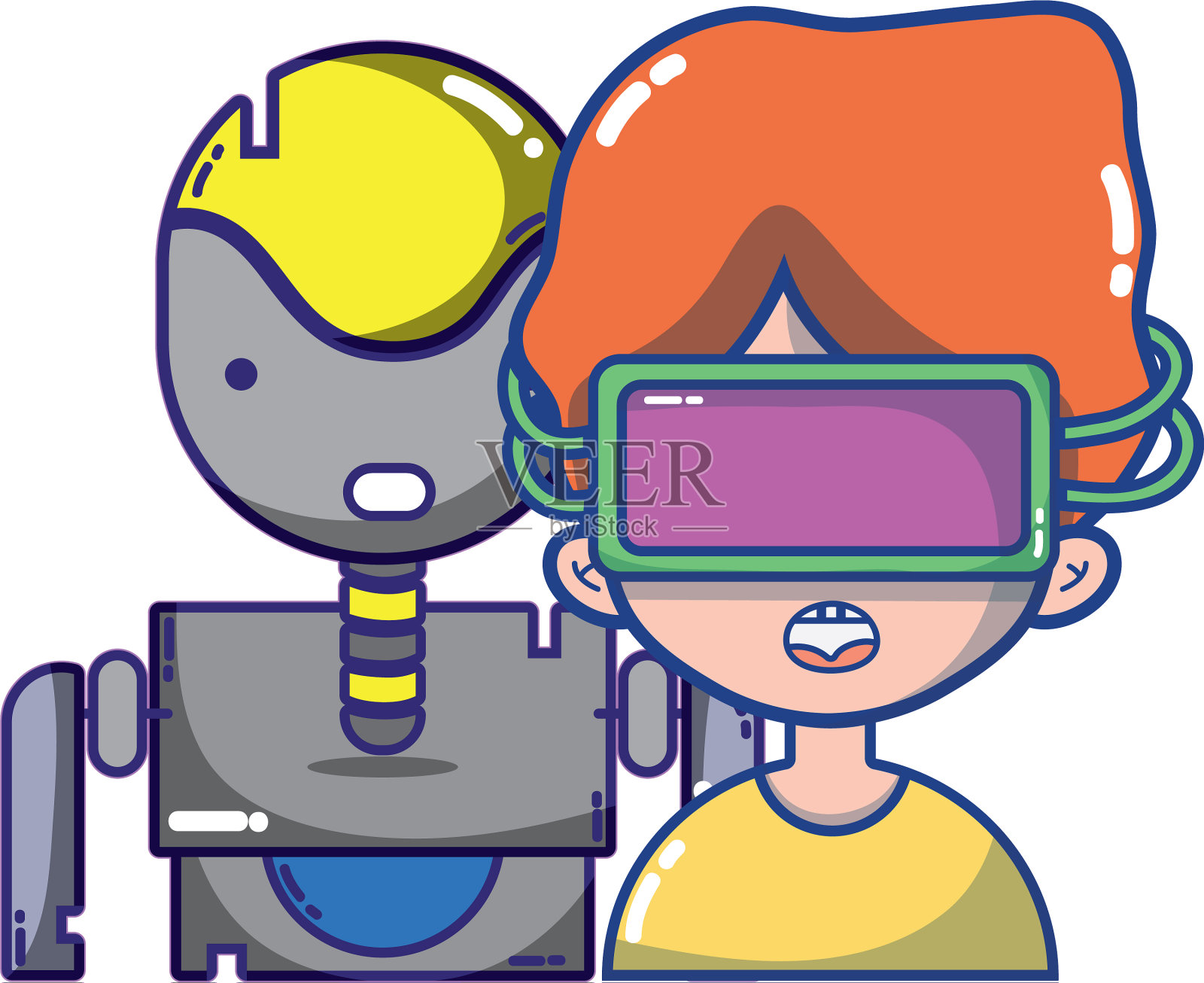 FPV护目镜技术卡通设计元素图片