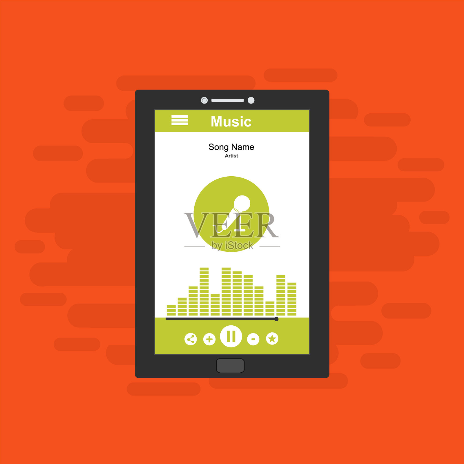 媒体播放器应用程序与扁平的应用程序模板插画图片素材