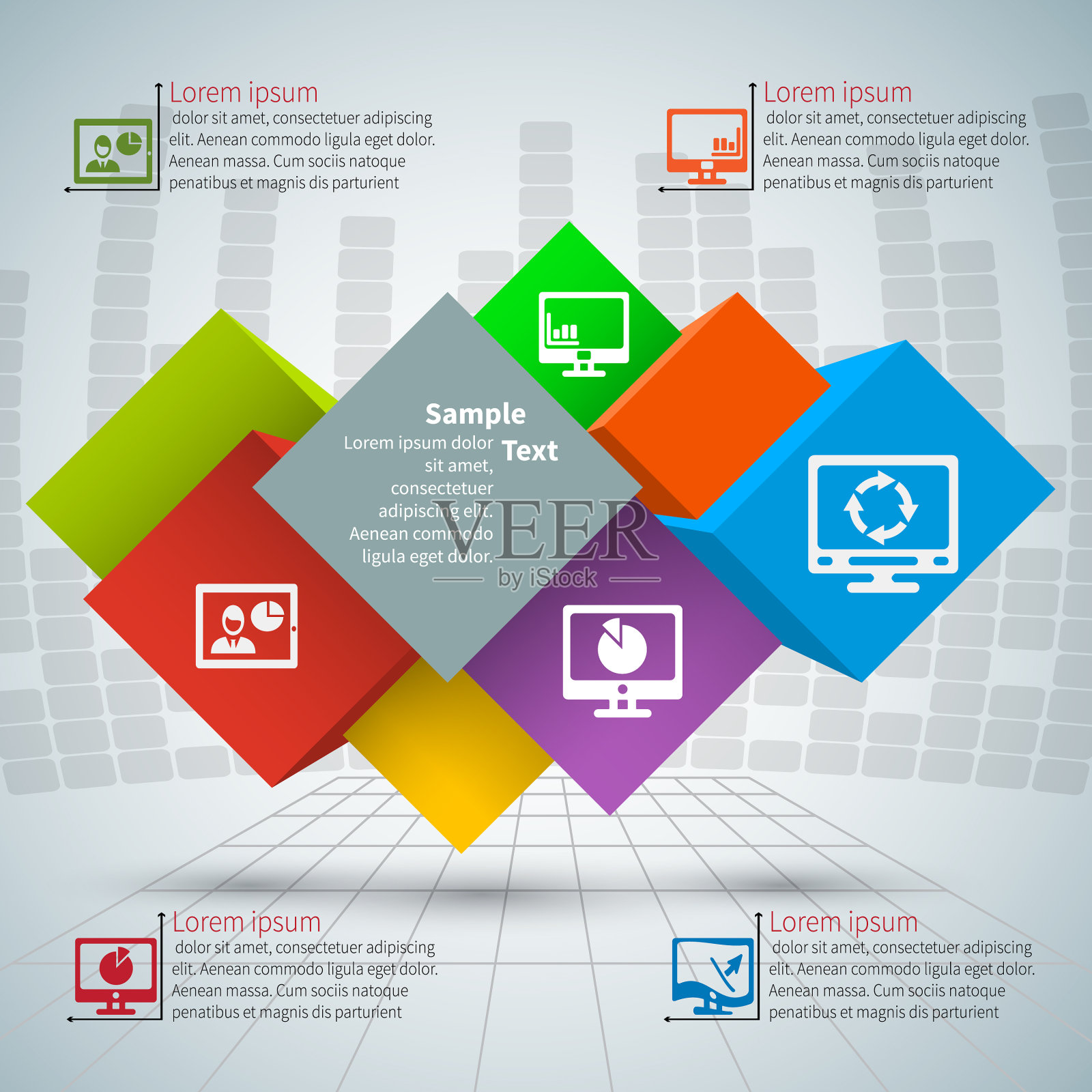 摘要三维纸张信息图插画图片素材