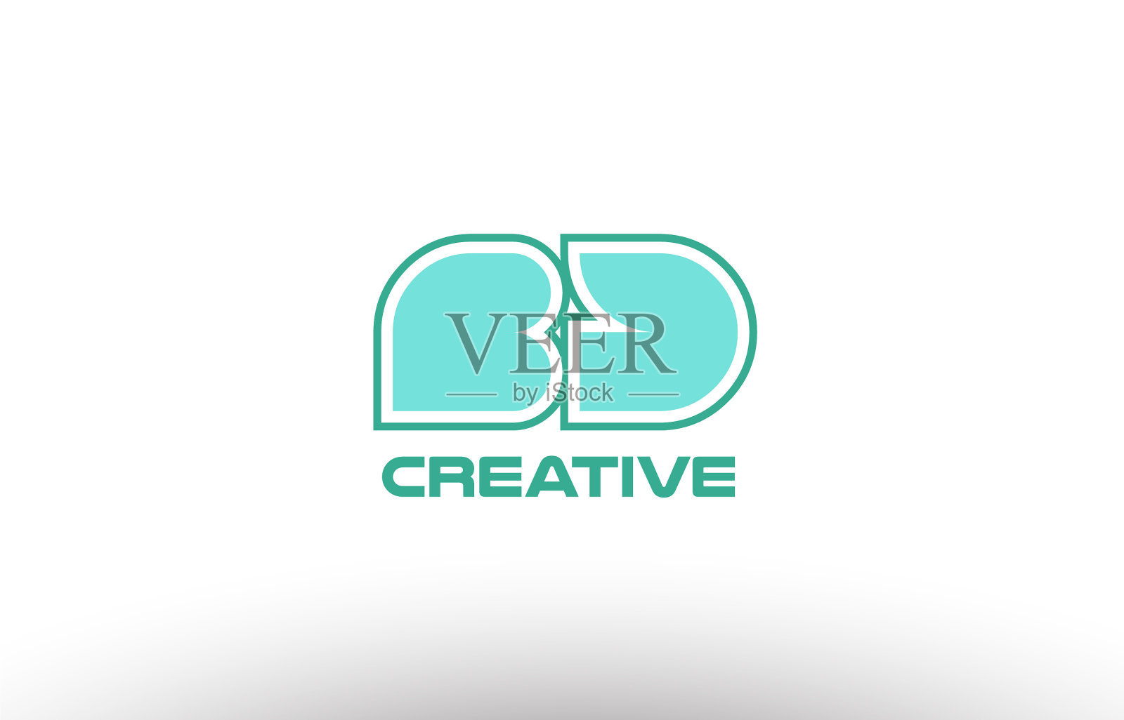 柔和的绿色字母bd bd组合插画图片素材