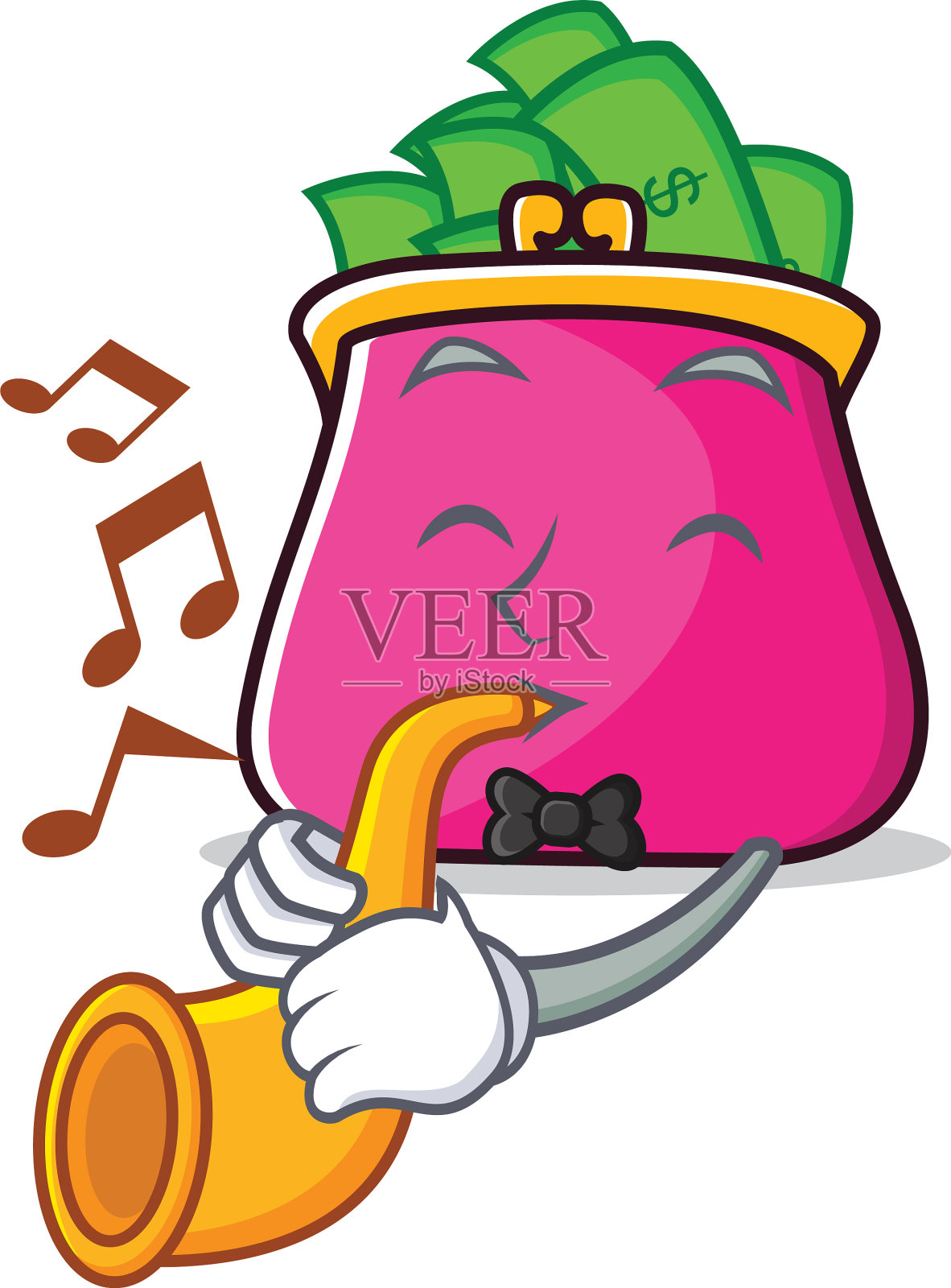 带有喇叭风格的卡通人物钱包设计元素图片