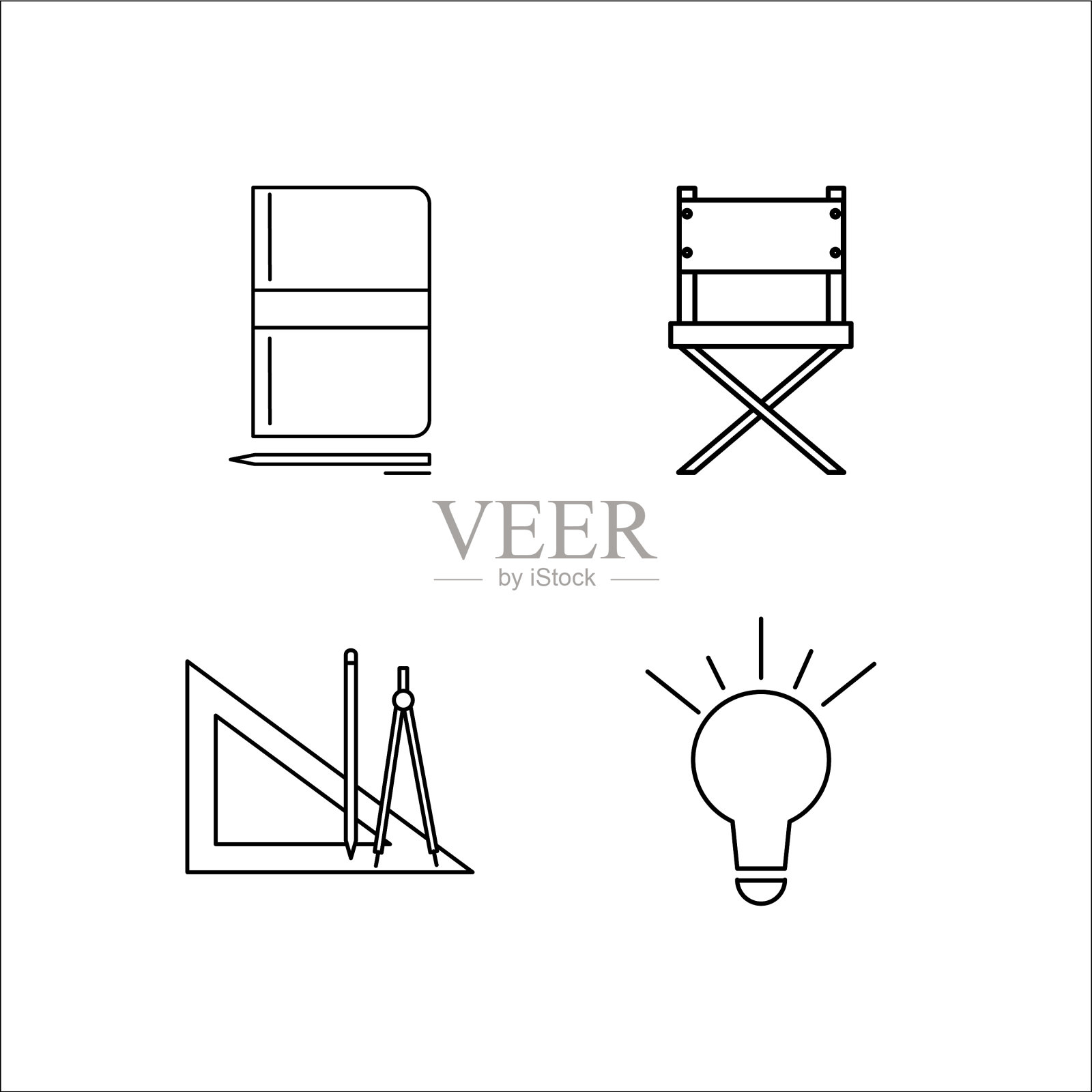 设计和工作室简单线性图标设置简单图标素材