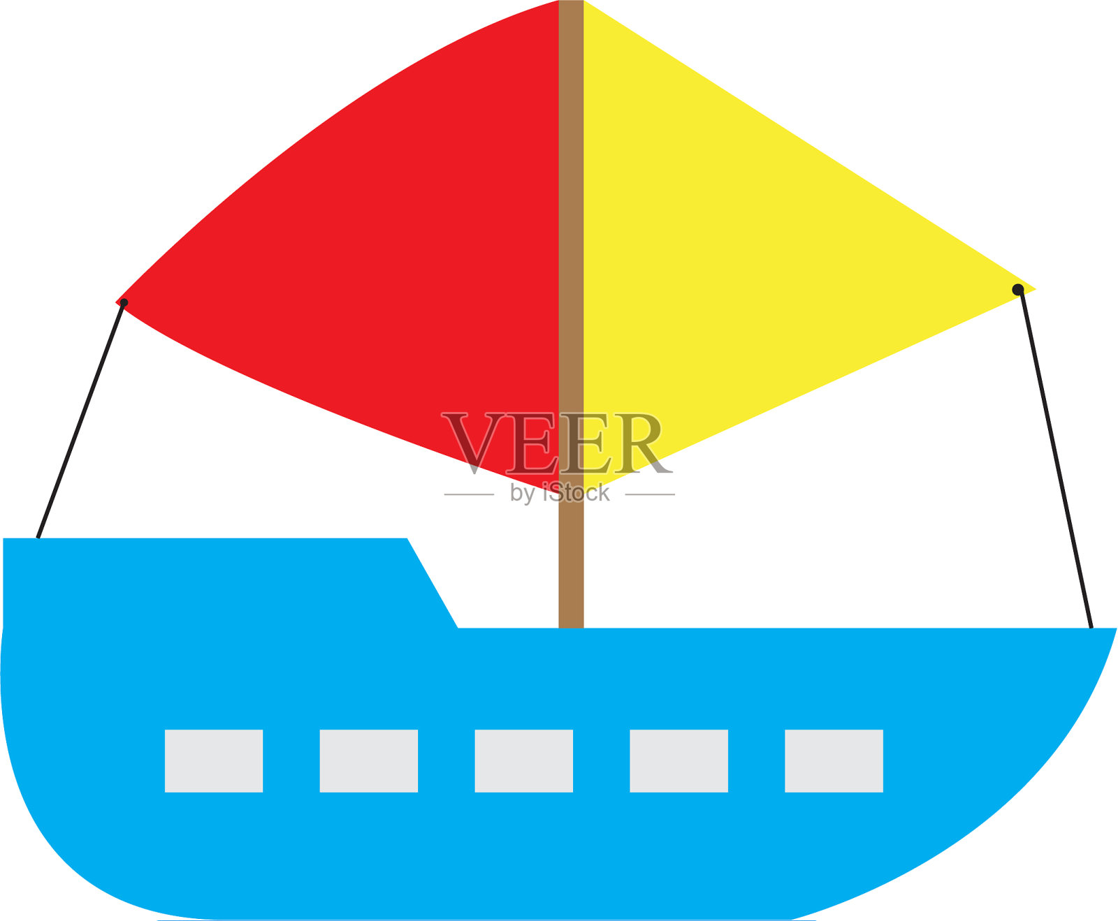 彩色船玩具图标插画图片素材