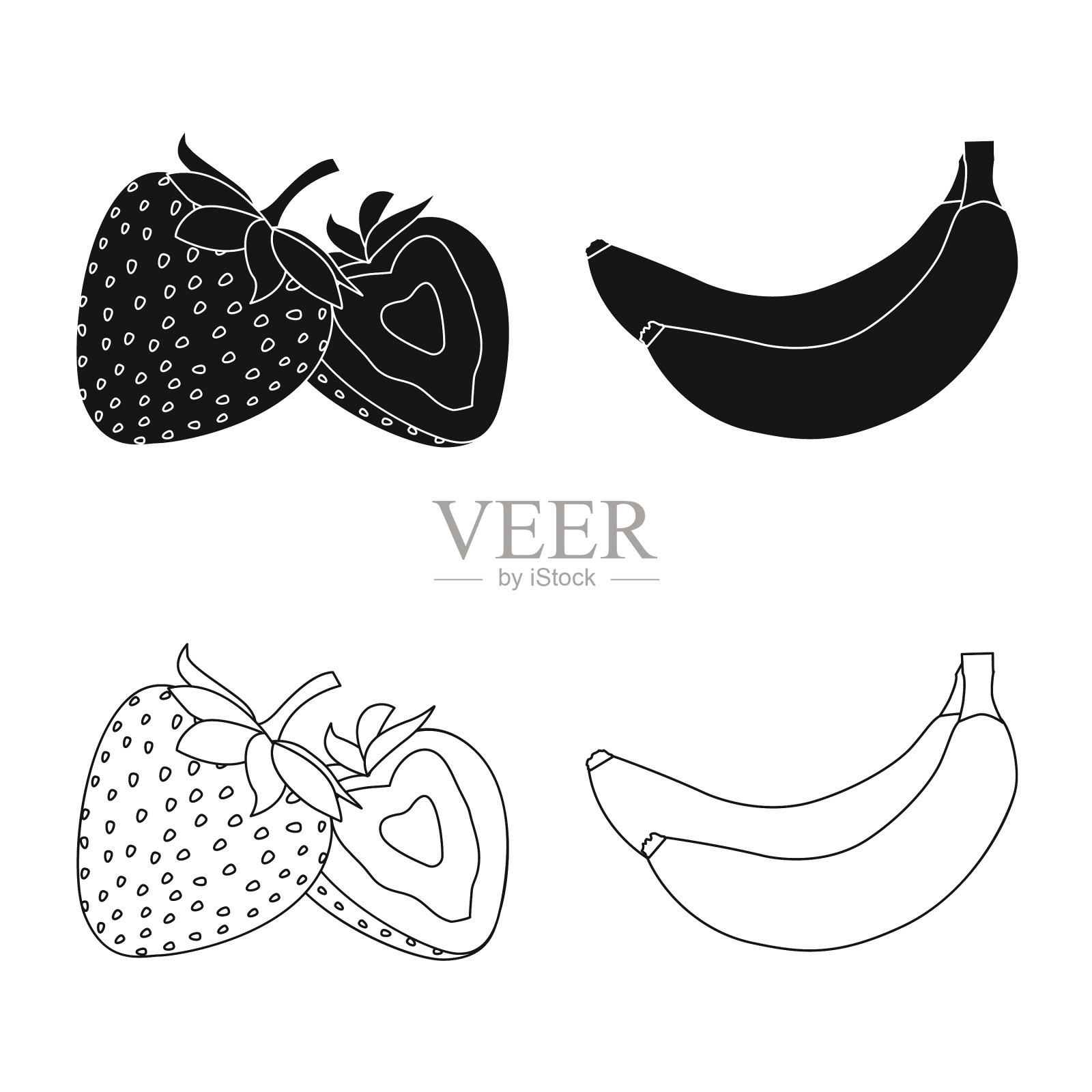 设计了蔬菜和水果的图标套图标素材