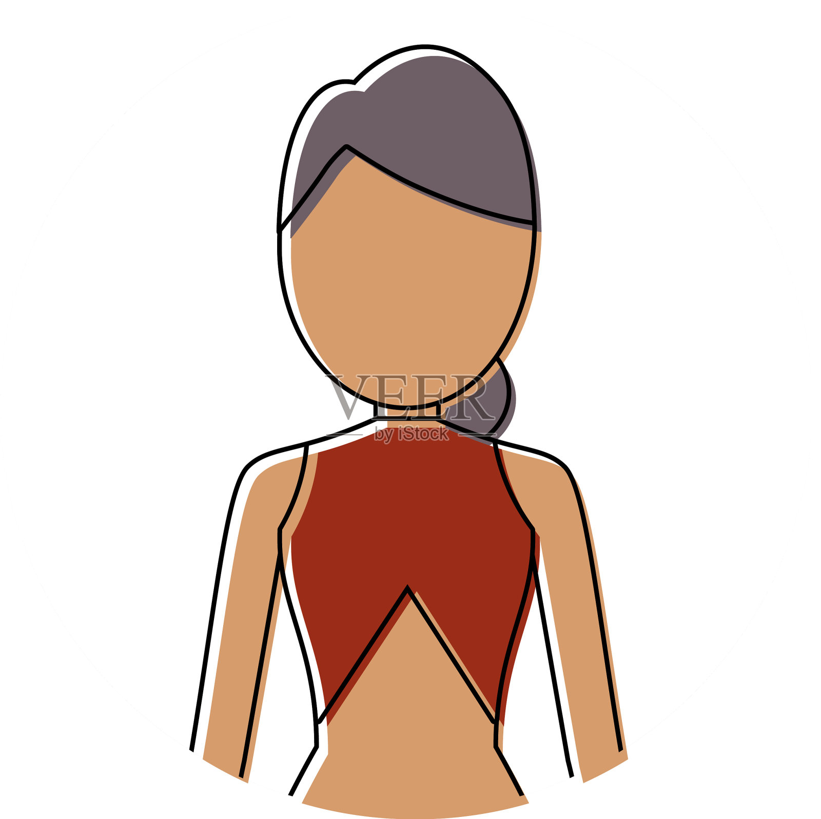 有头发的女人挑了illus设计元素图片