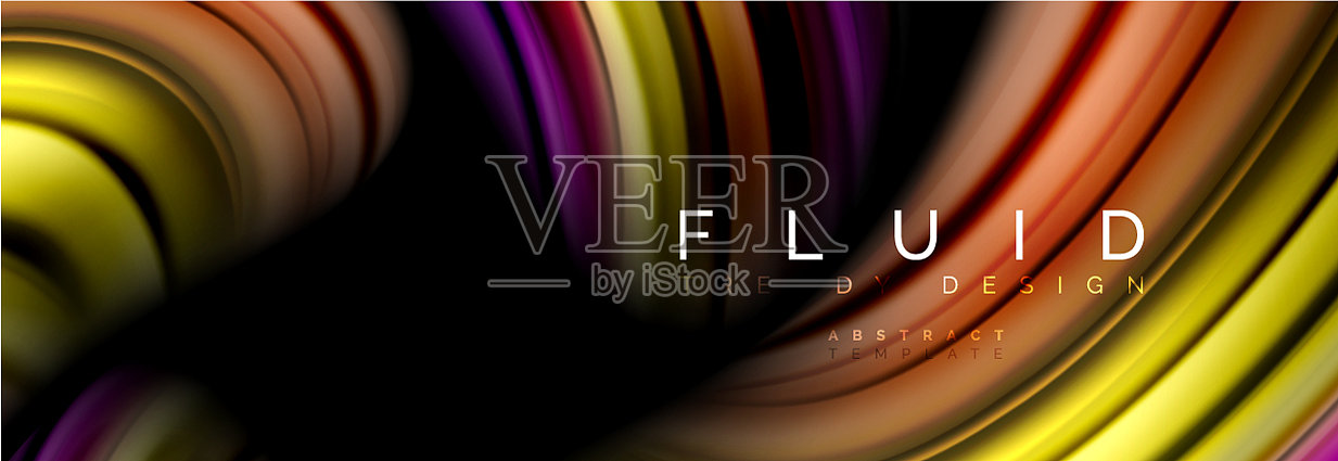 波浪流体流动的颜色运动效果插画图片素材