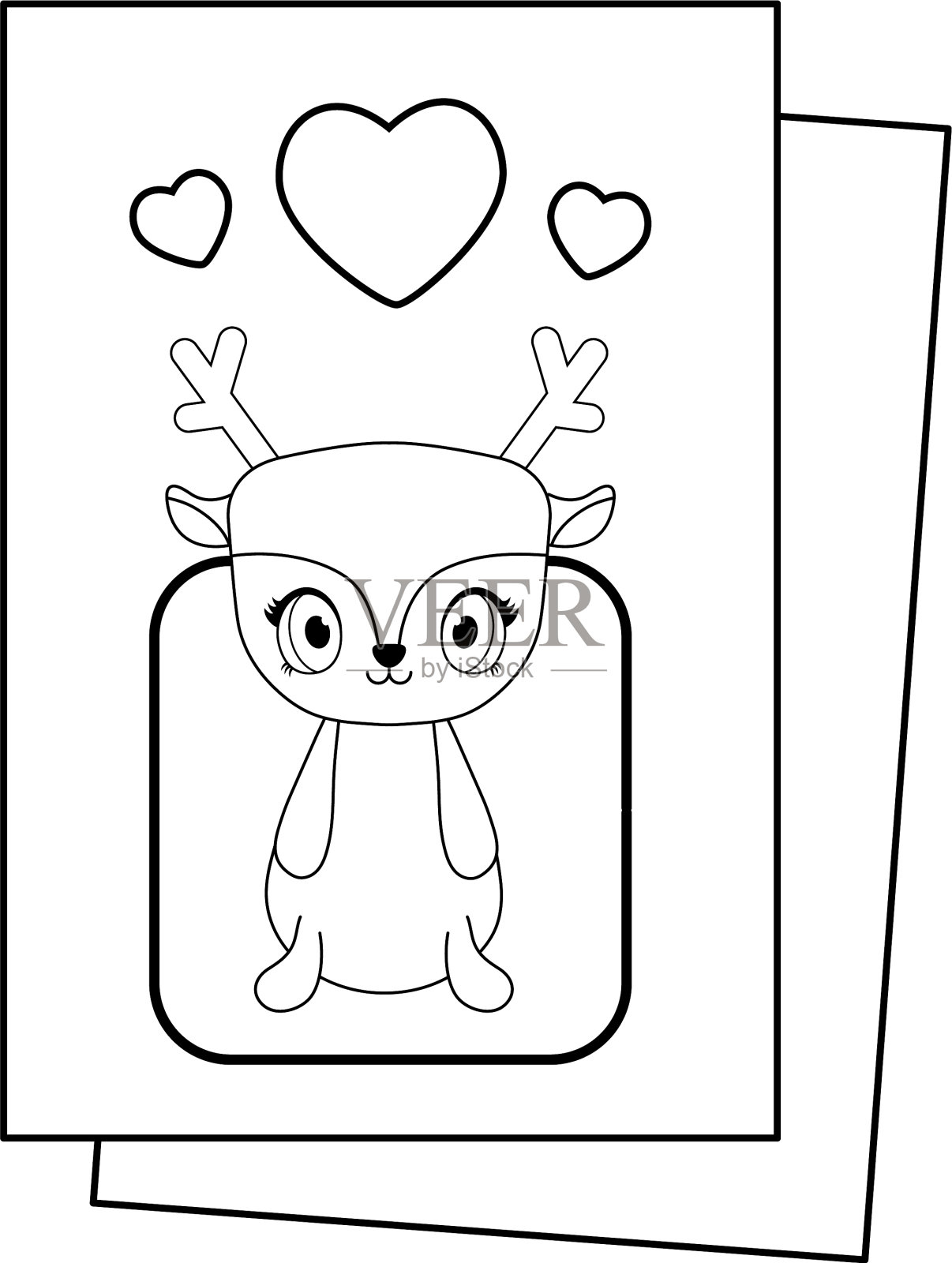 可爱的驯鹿贝恩卡哇伊风格设计元素图片