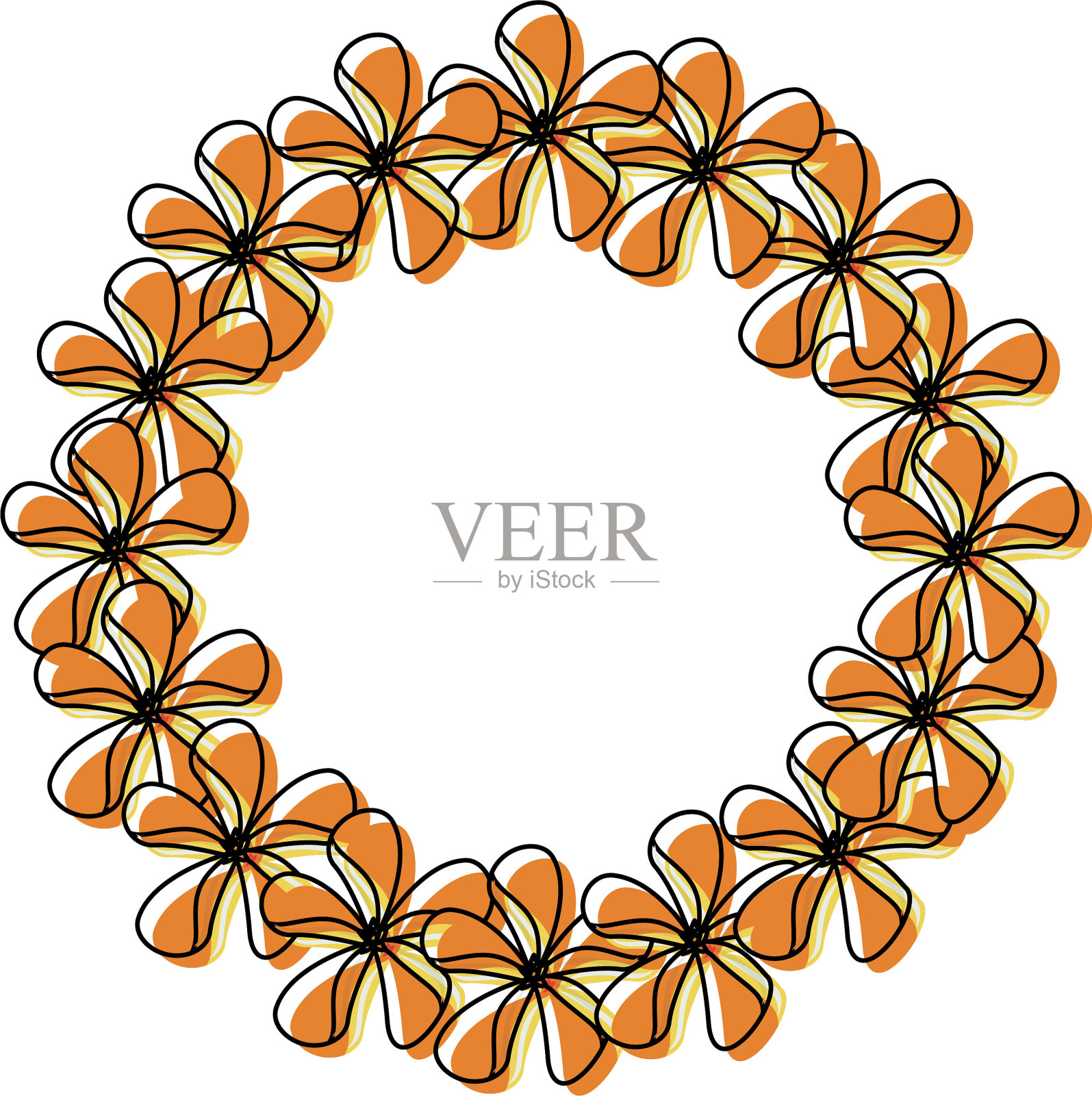 带花圆框设计元素图片