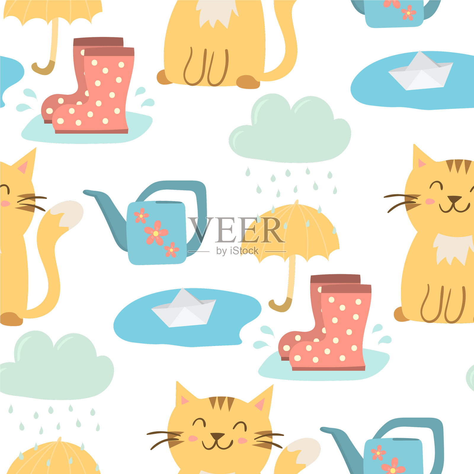 春天自然云雨天气插画图片素材