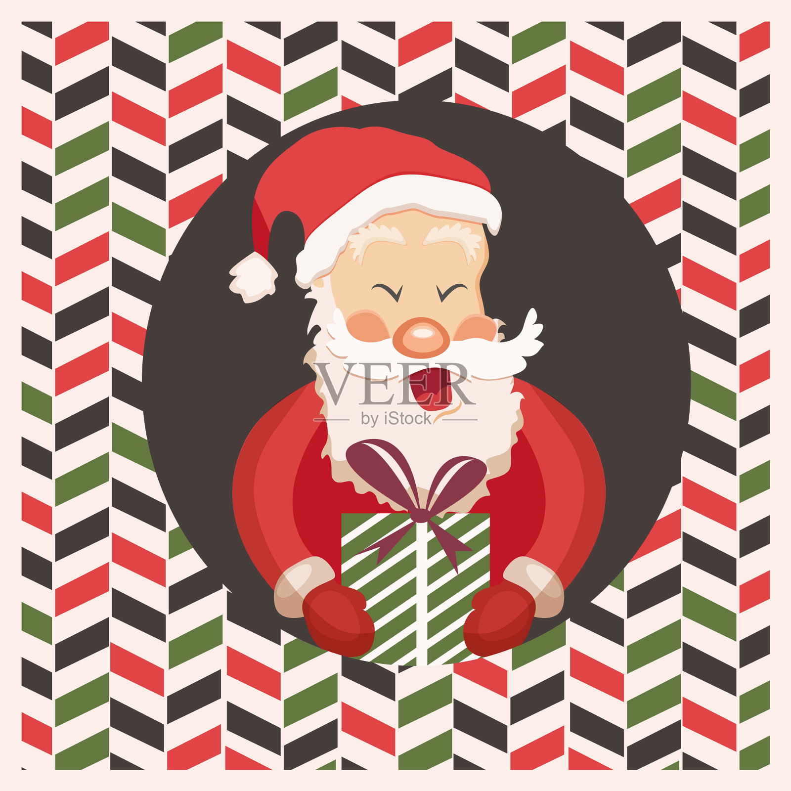 有有趣圣诞老人的节日卡片插画图片素材