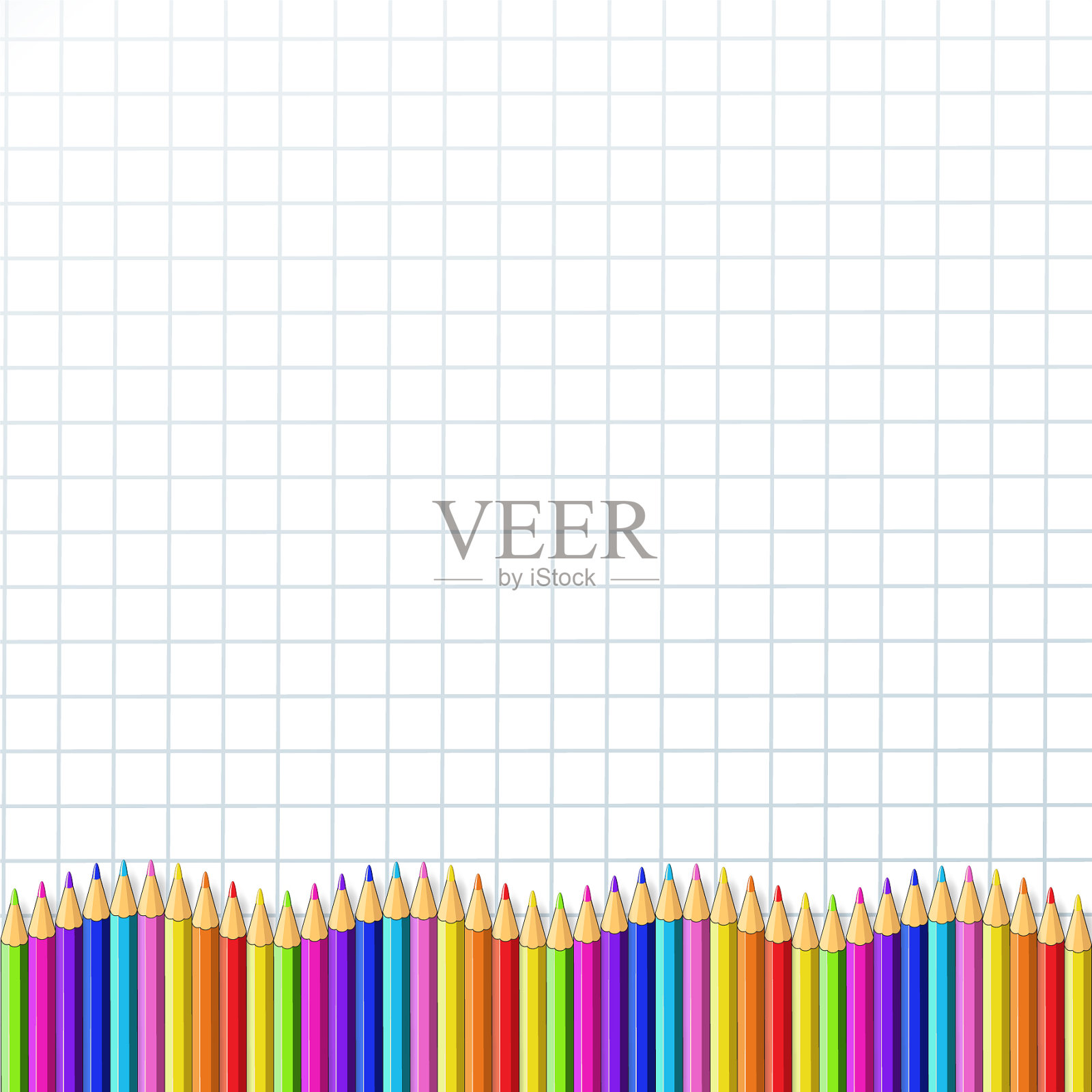 彩色铅笔沿波状边线向下插画图片素材