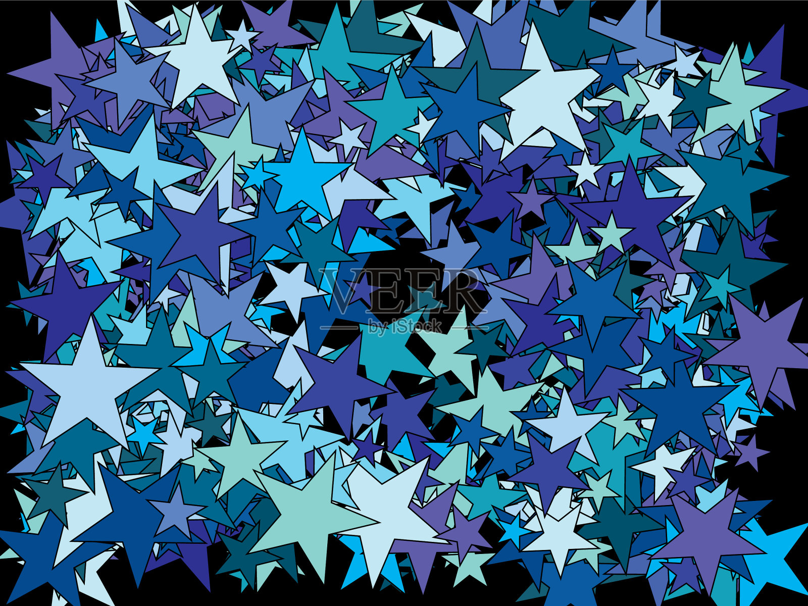 蓝色恒星下降插画图片素材