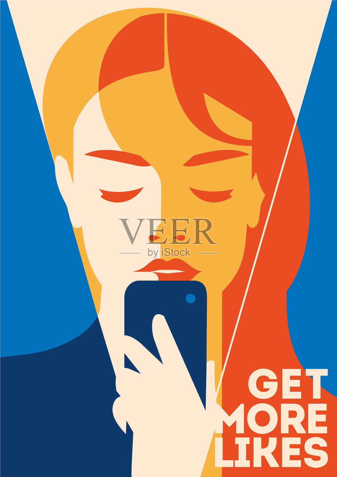 商业女性看智能手机插画图片素材