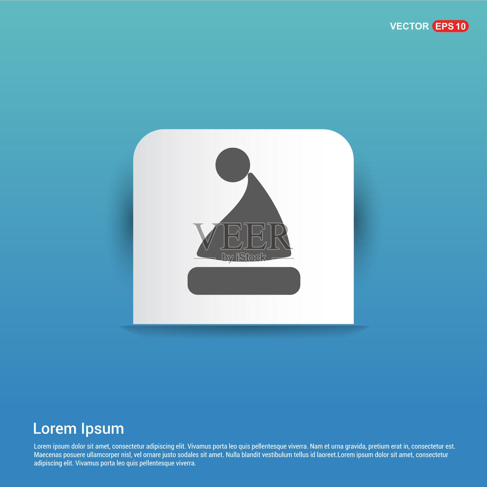 圣诞老人帽子图标-蓝色贴纸按钮插画图片素材