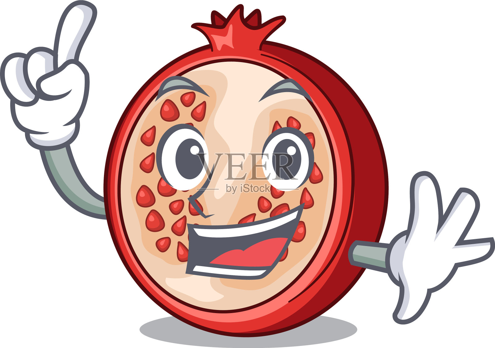 手指卡通新鲜石榴和它的一半插画图片素材