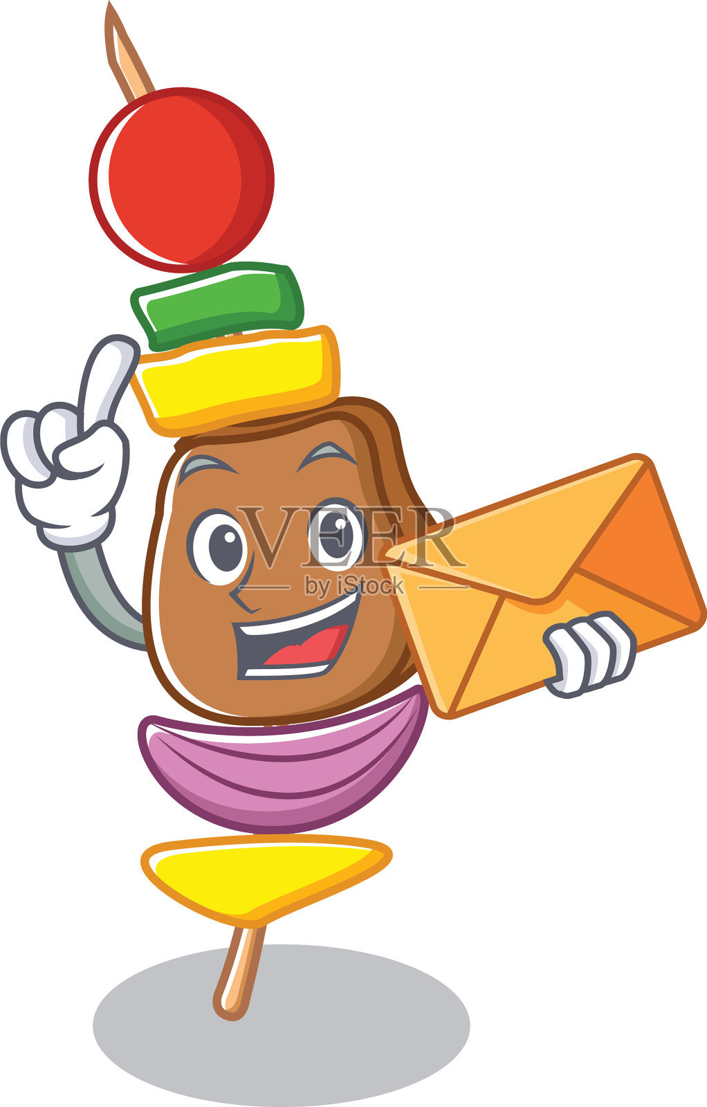 带有卡通人物风格的信封烧烤插画图片素材