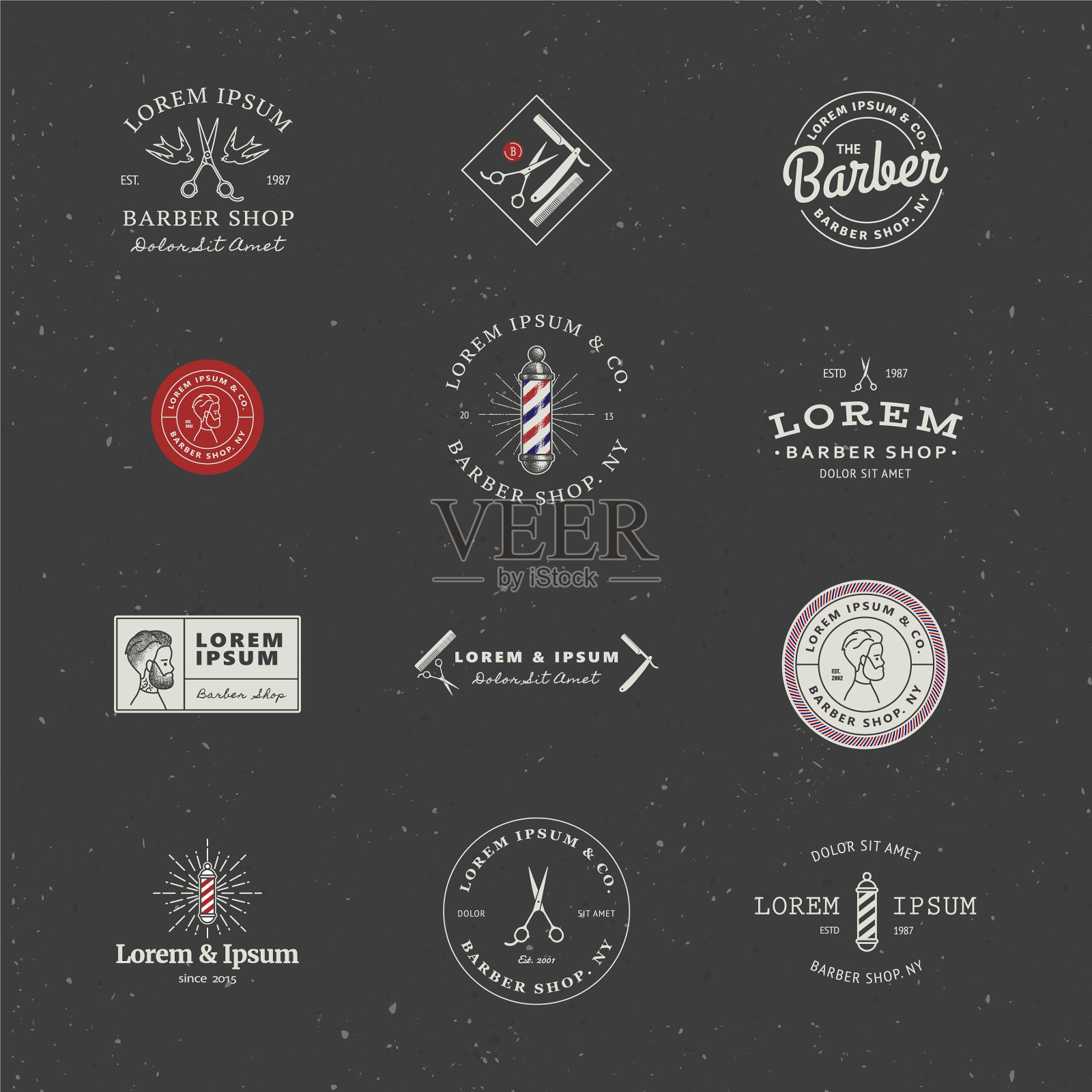 一套最小的复古潮人标识类型模板图标素材