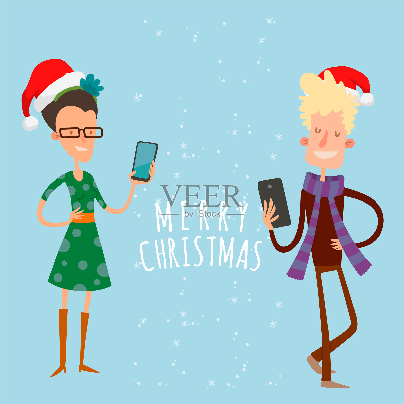 圣诞贺卡商人插画图片素材