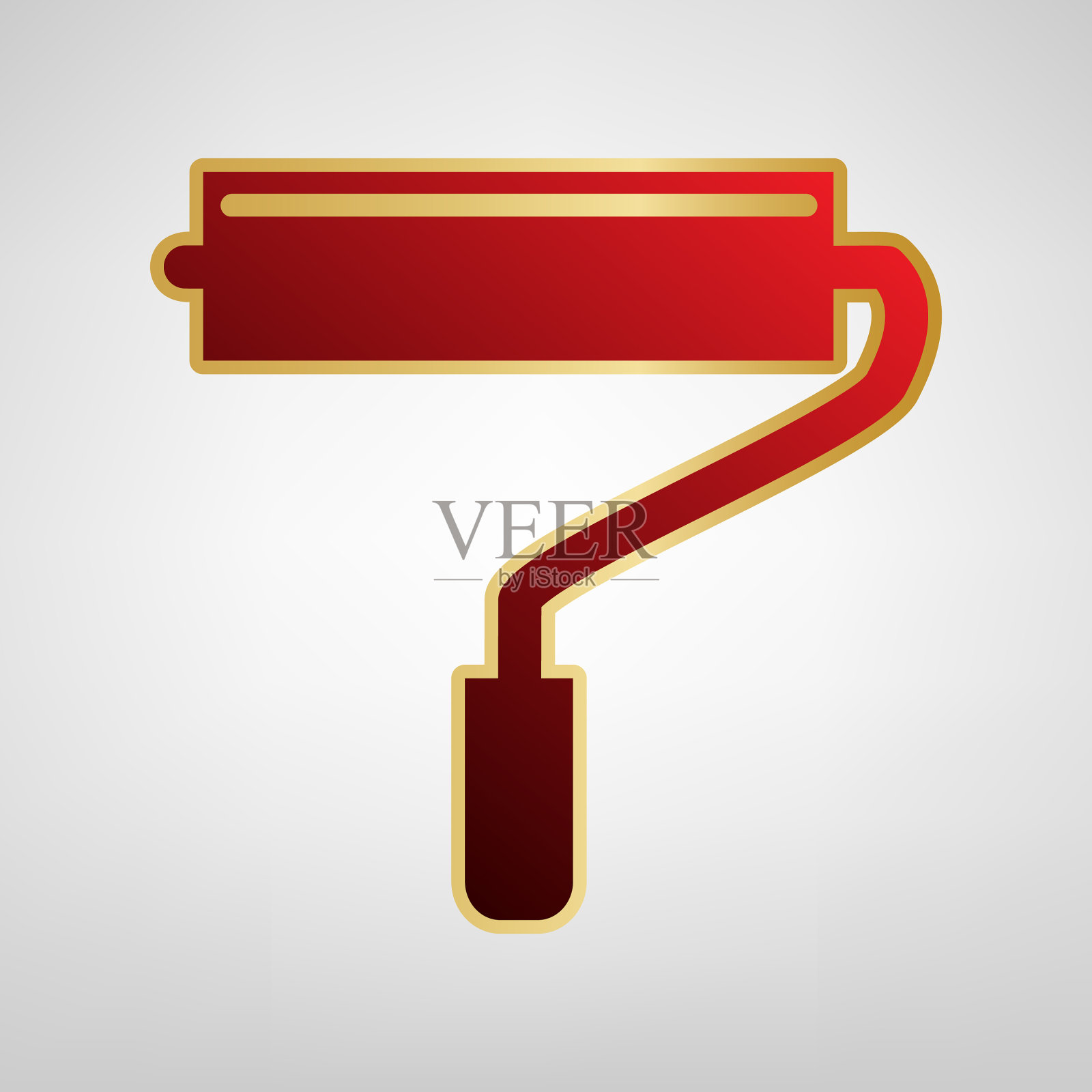 滚轴标志上的红色图标上的金色插画图片素材