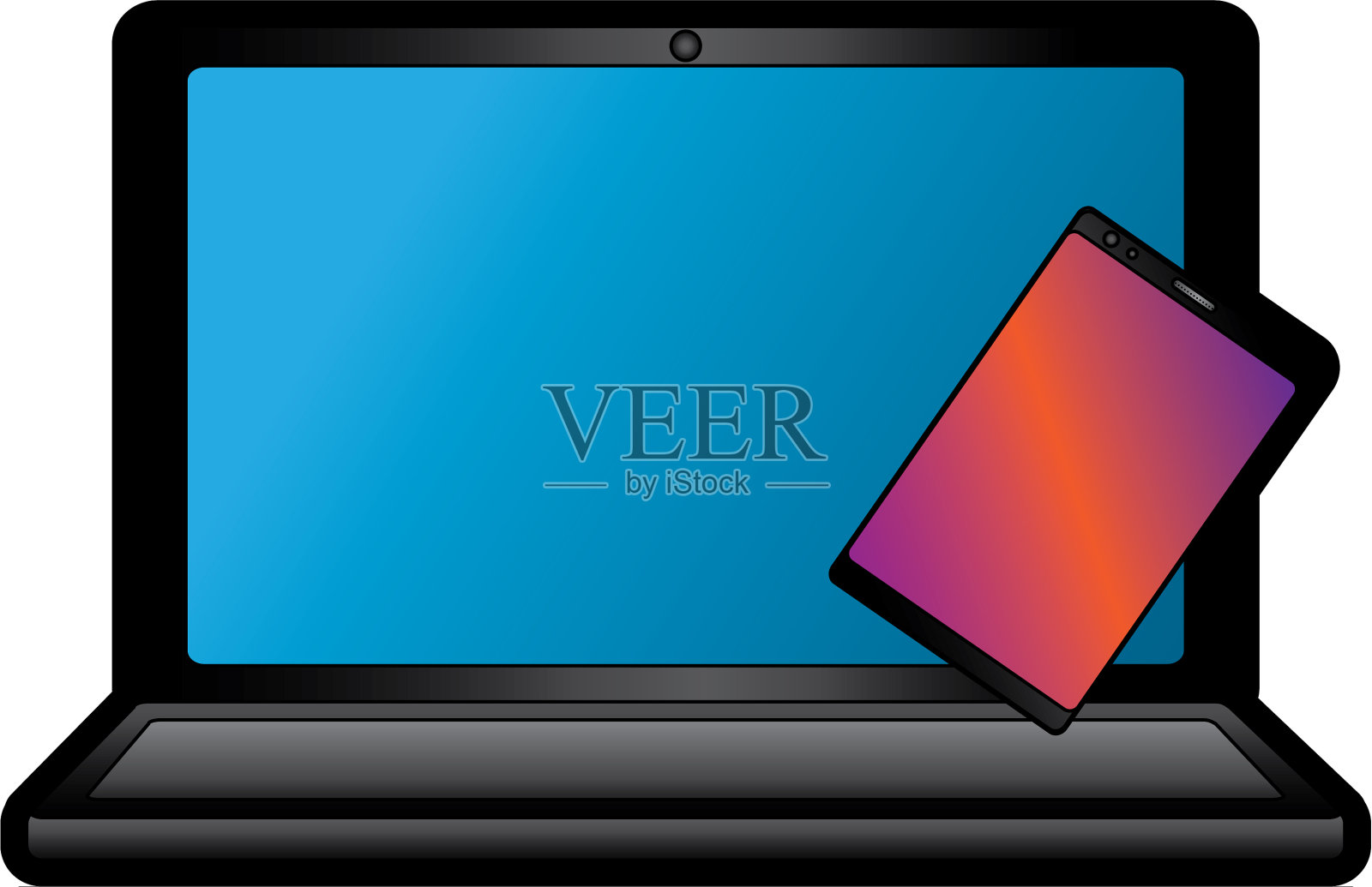 笔记本电脑与智能手机图标图像插画图片素材