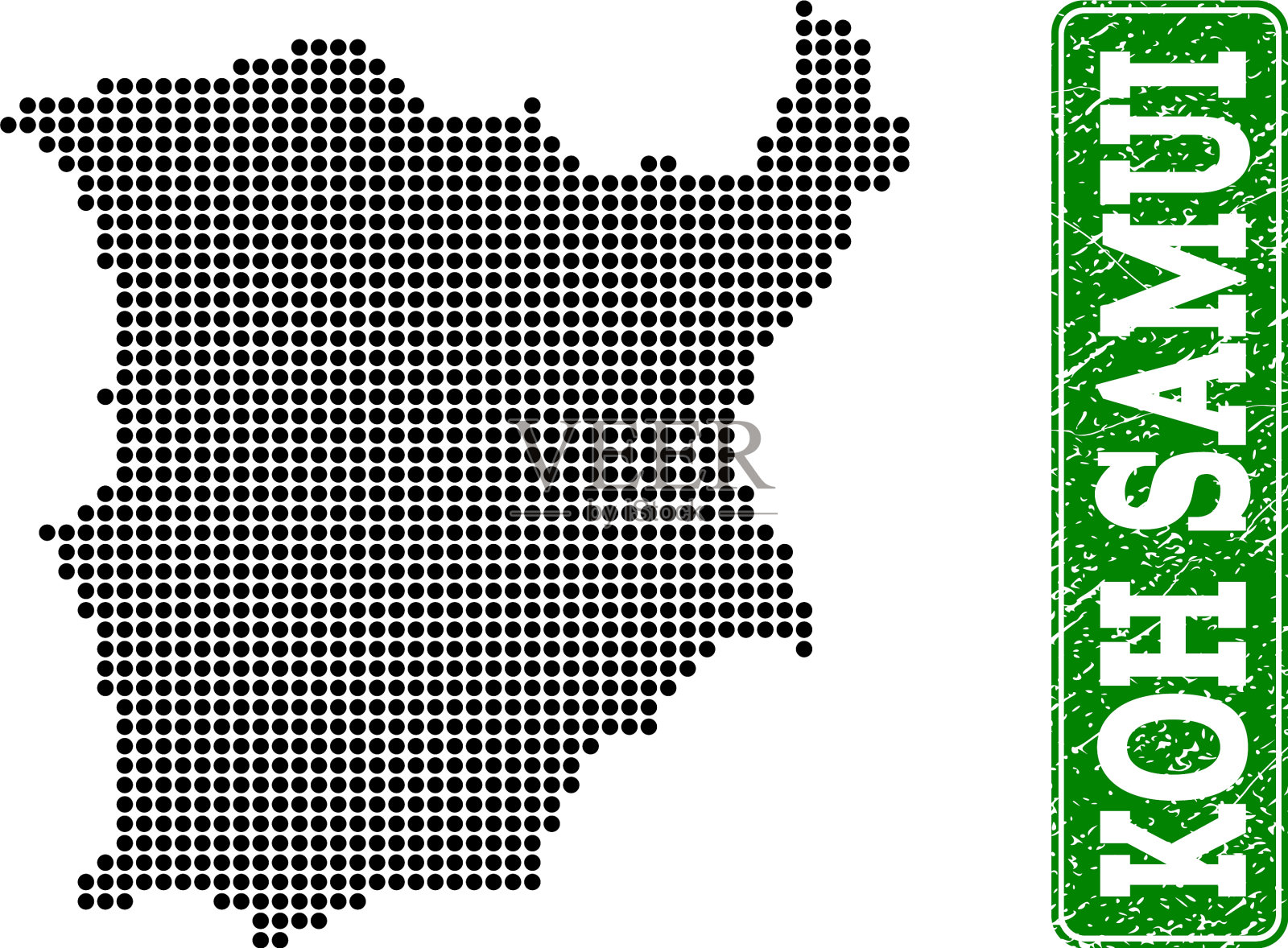 苏梅岛和垃圾矩形的虚线图插画图片素材