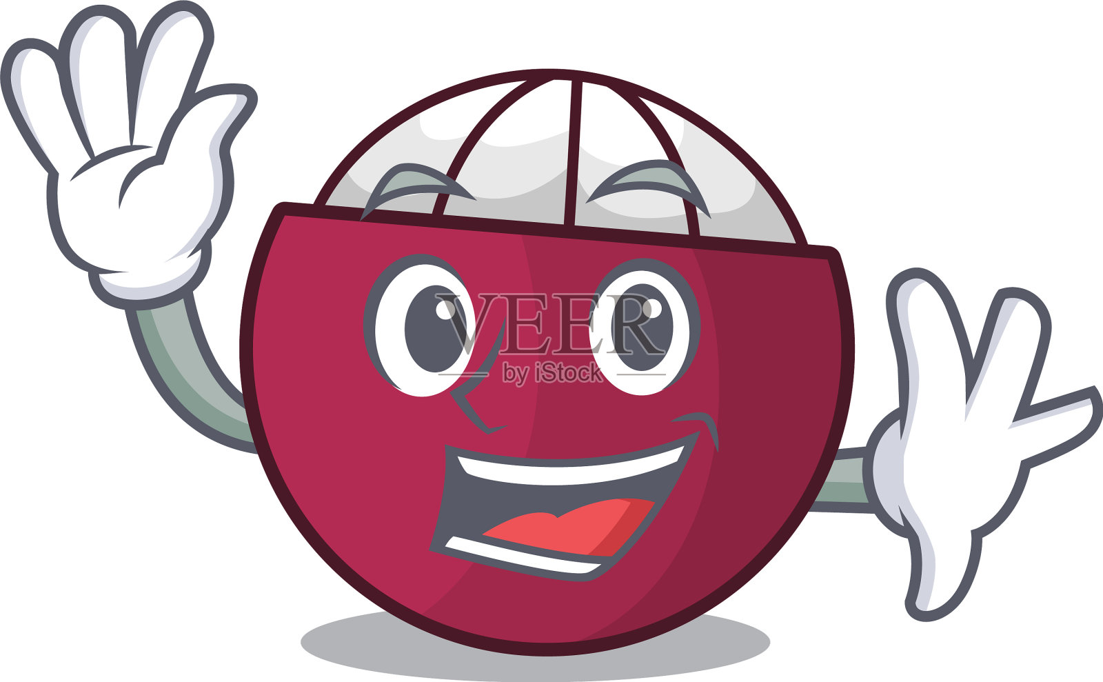 挥舞着山竹果在木桌卡通插画图片素材