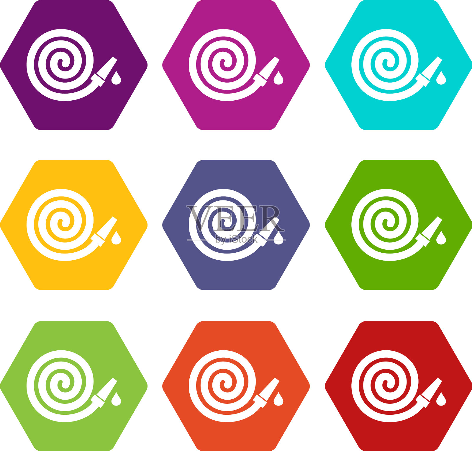 花园软管图标设置颜色六面体图标素材